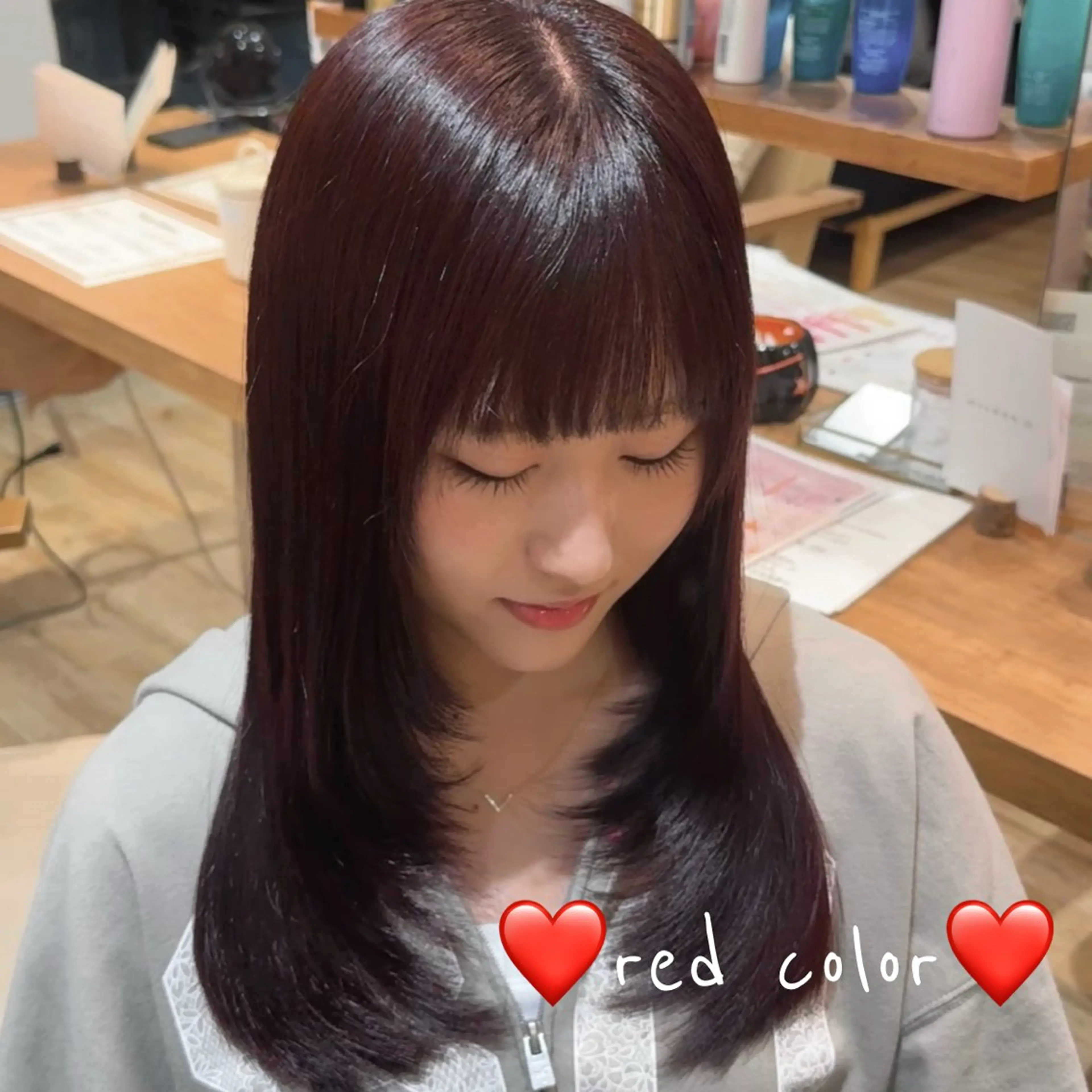 セミロング カラー ★韓国トレンドカット ★むなかたももかのヘアスタイル