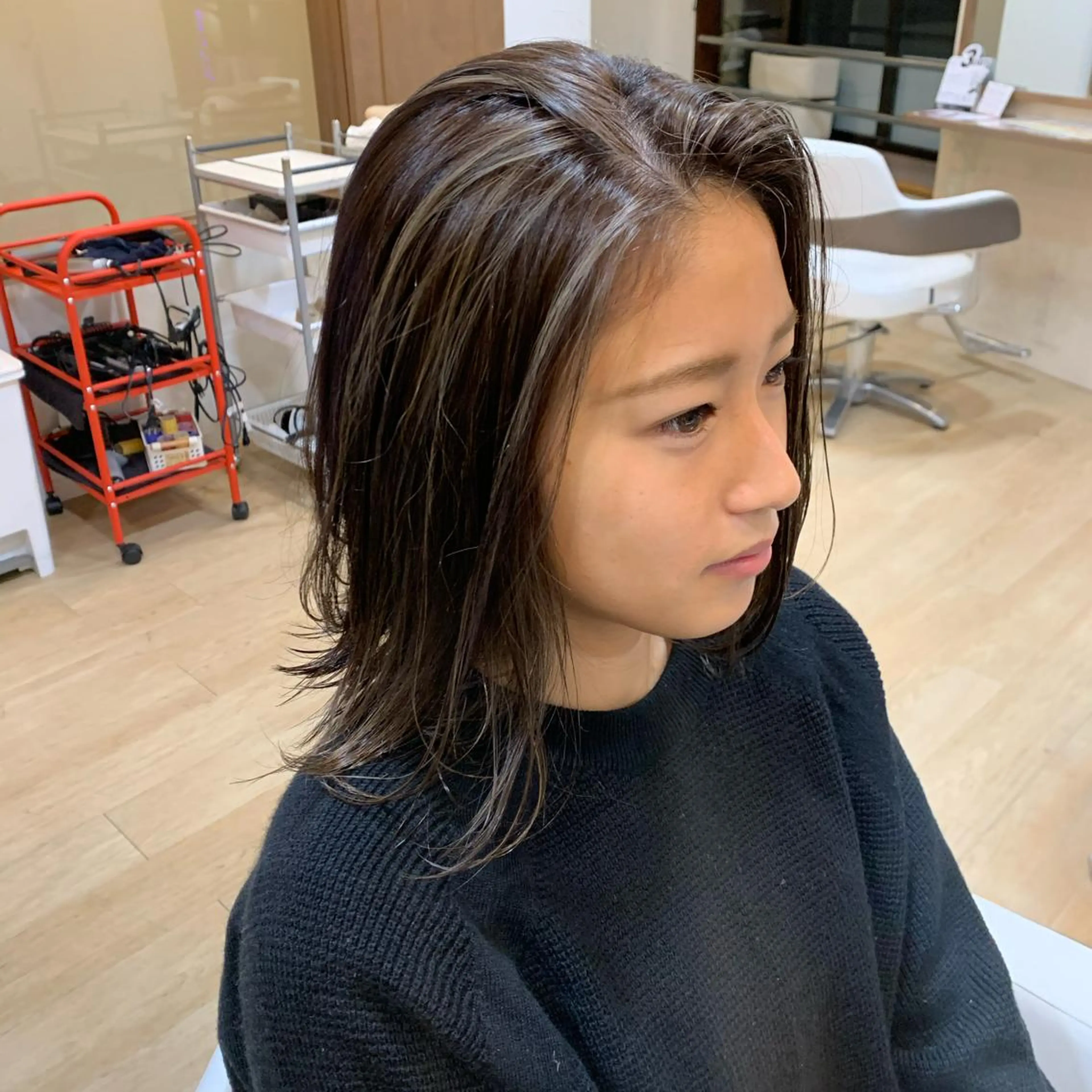ミディアム カラー ヘアカラー トリートメント 畑中康志 美髪矯正/ハイトーンのヘアスタイル