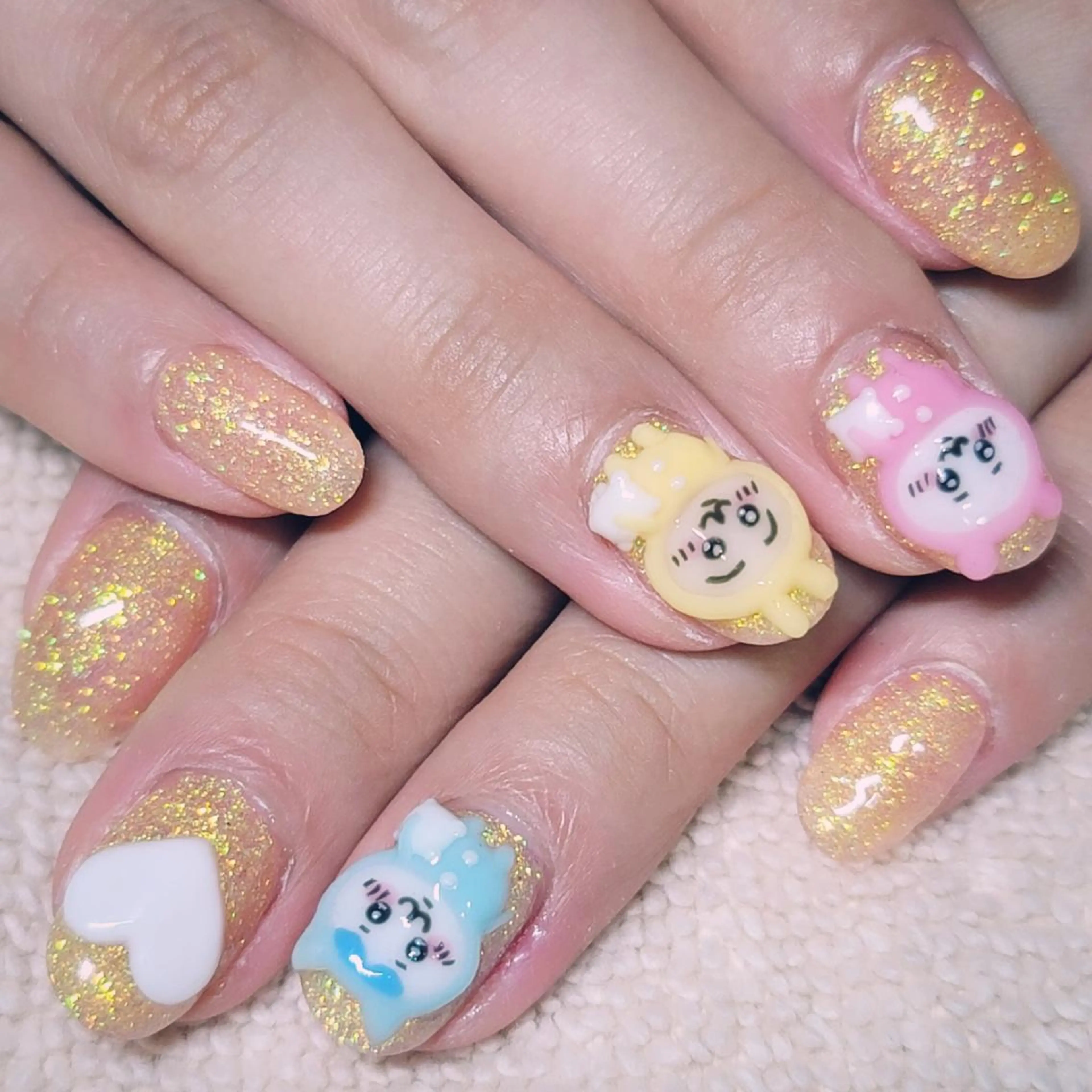 ネイル アートネイル ラメ(グリッター) ワンカラーネイル オレンジ ハンドネイル よしだ ひろきのネイルデザイン