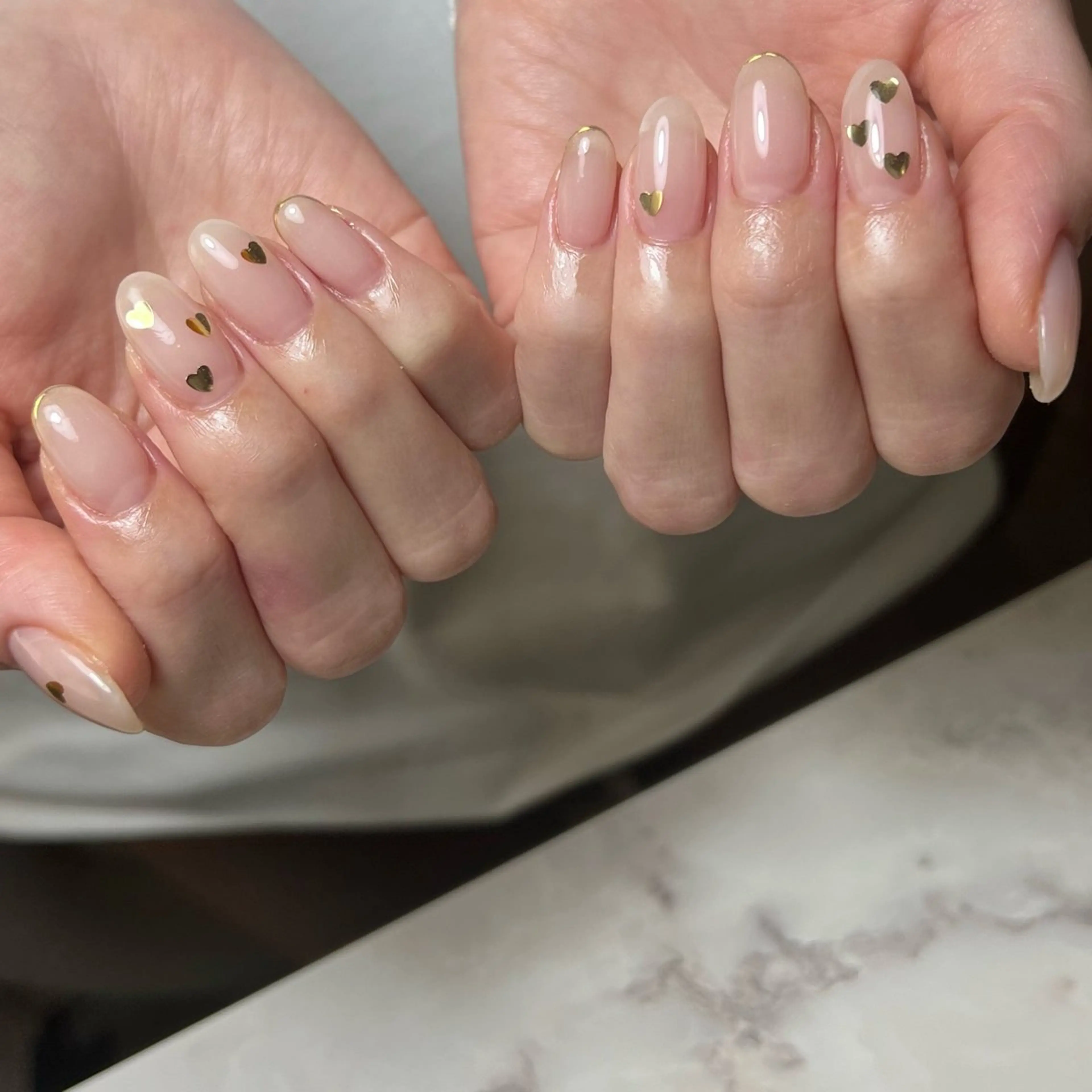 ネイル フレンチネイル ハート ミラーネイル ハンドネイル 港区ネイル🌼*･ Shainon池田のネイルデザイン