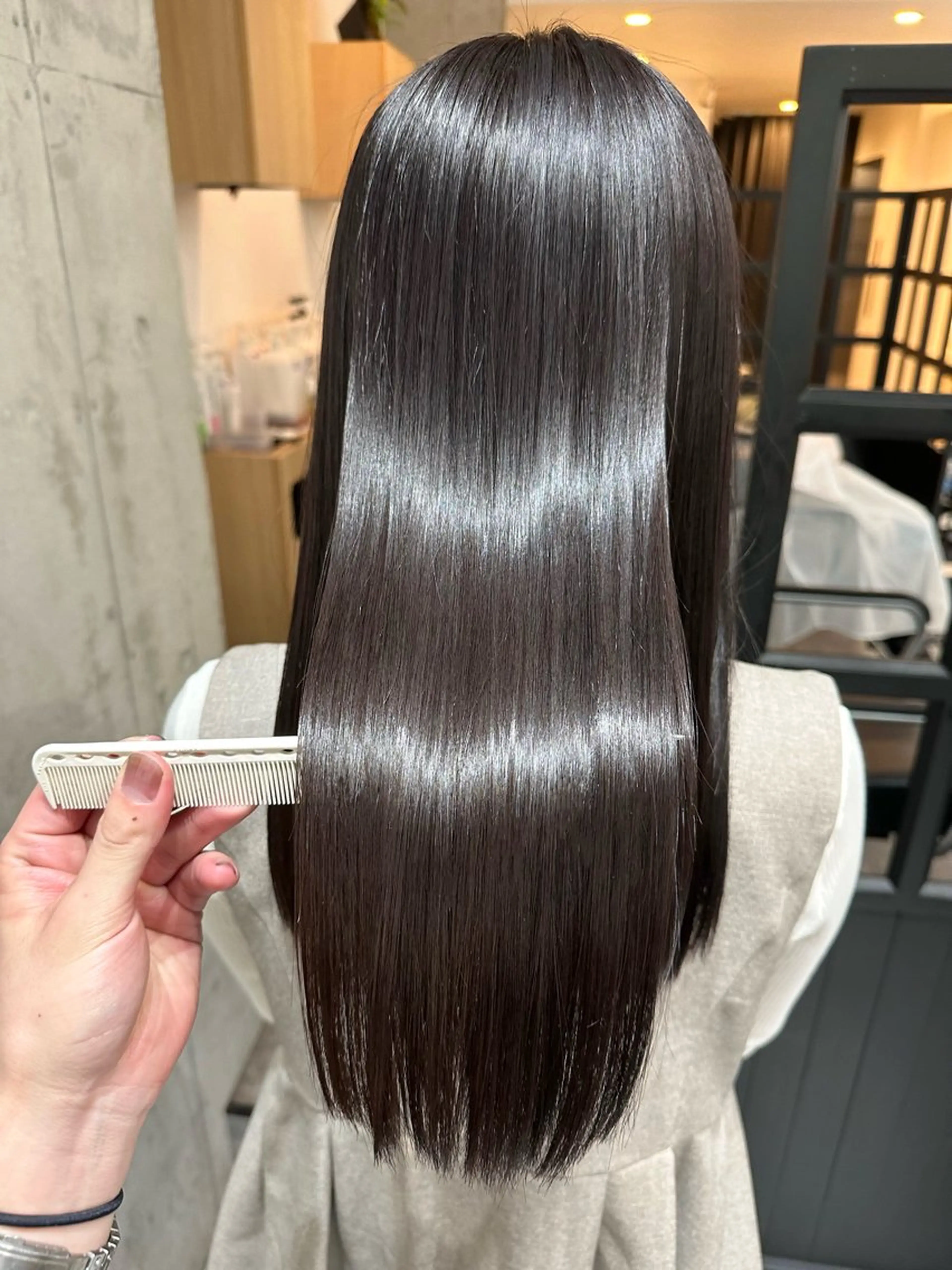 セミロング 髪質改善 ヘアカラー トリートメント ✨透明感カラー/縮毛 恵比寿HAYATO✨のヘアスタイル