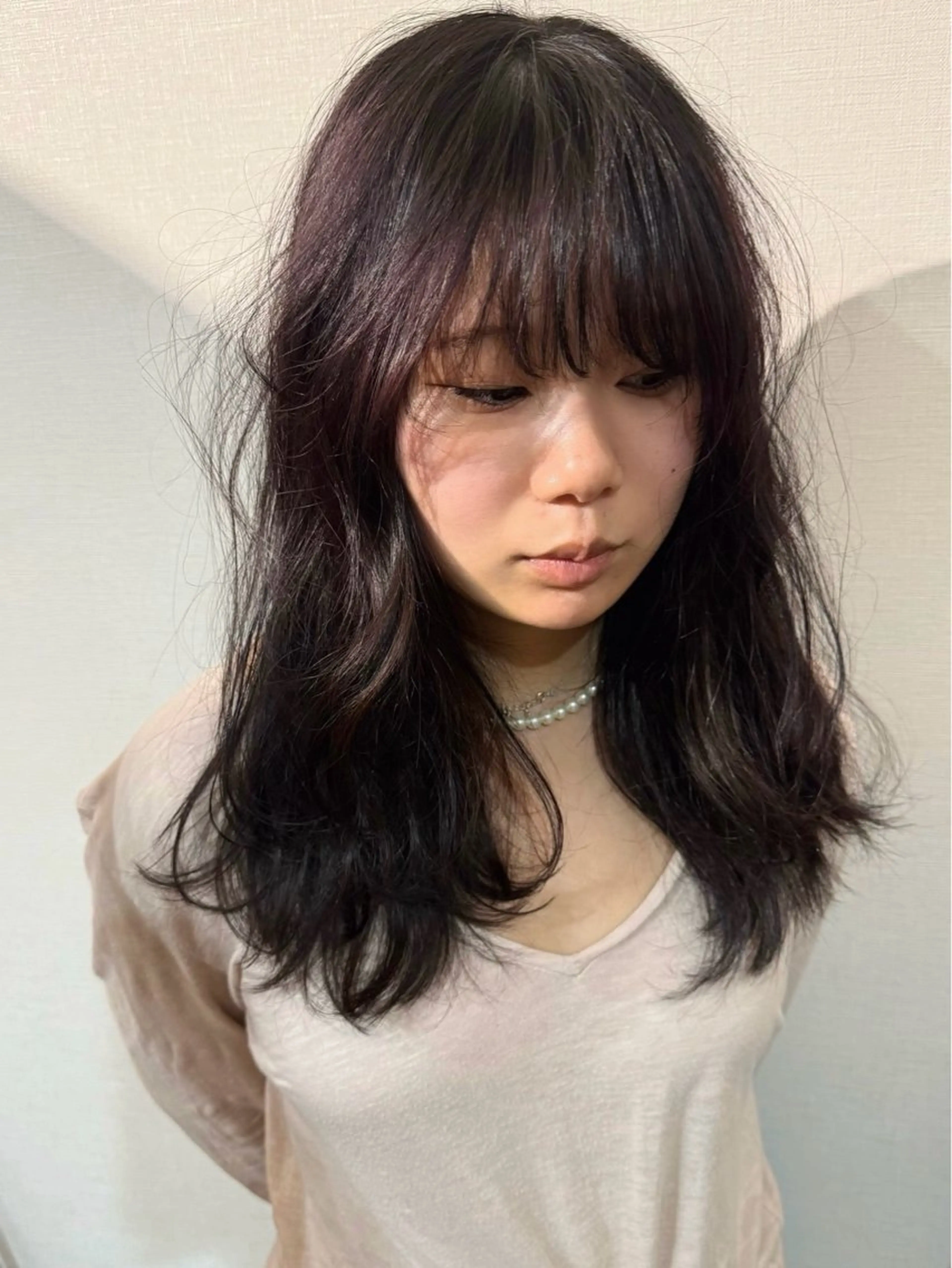 セミロング カラー 黒髪 カット ヘアカラー トリートメント 田室 和幸のヘアスタイル
