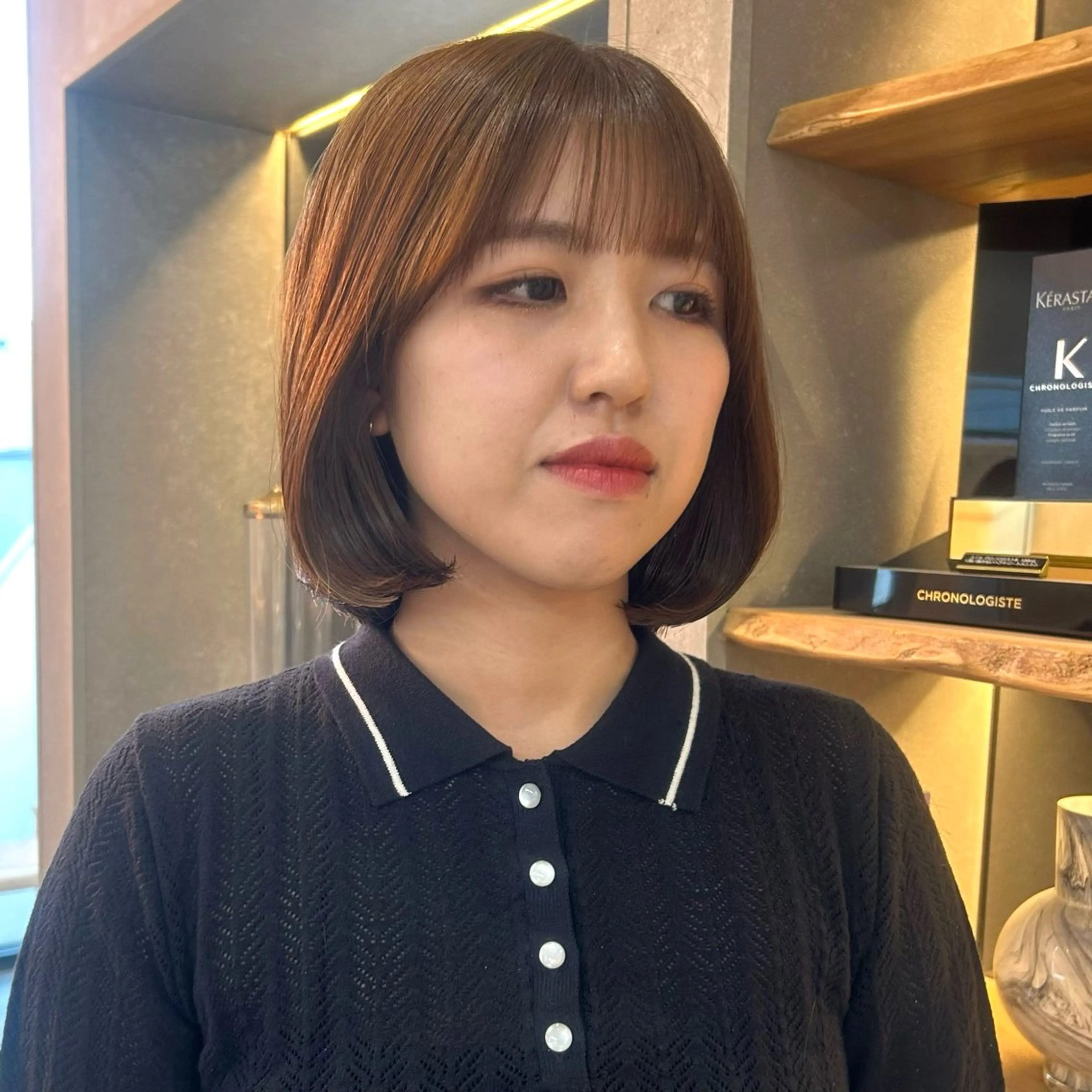 ミディアム カラー タンバルモリ 韓国風ヘア カット ヘアカラー トリートメント ボブ/くびれボブ/ 髪質改善/Ru-kaのヘアスタイル