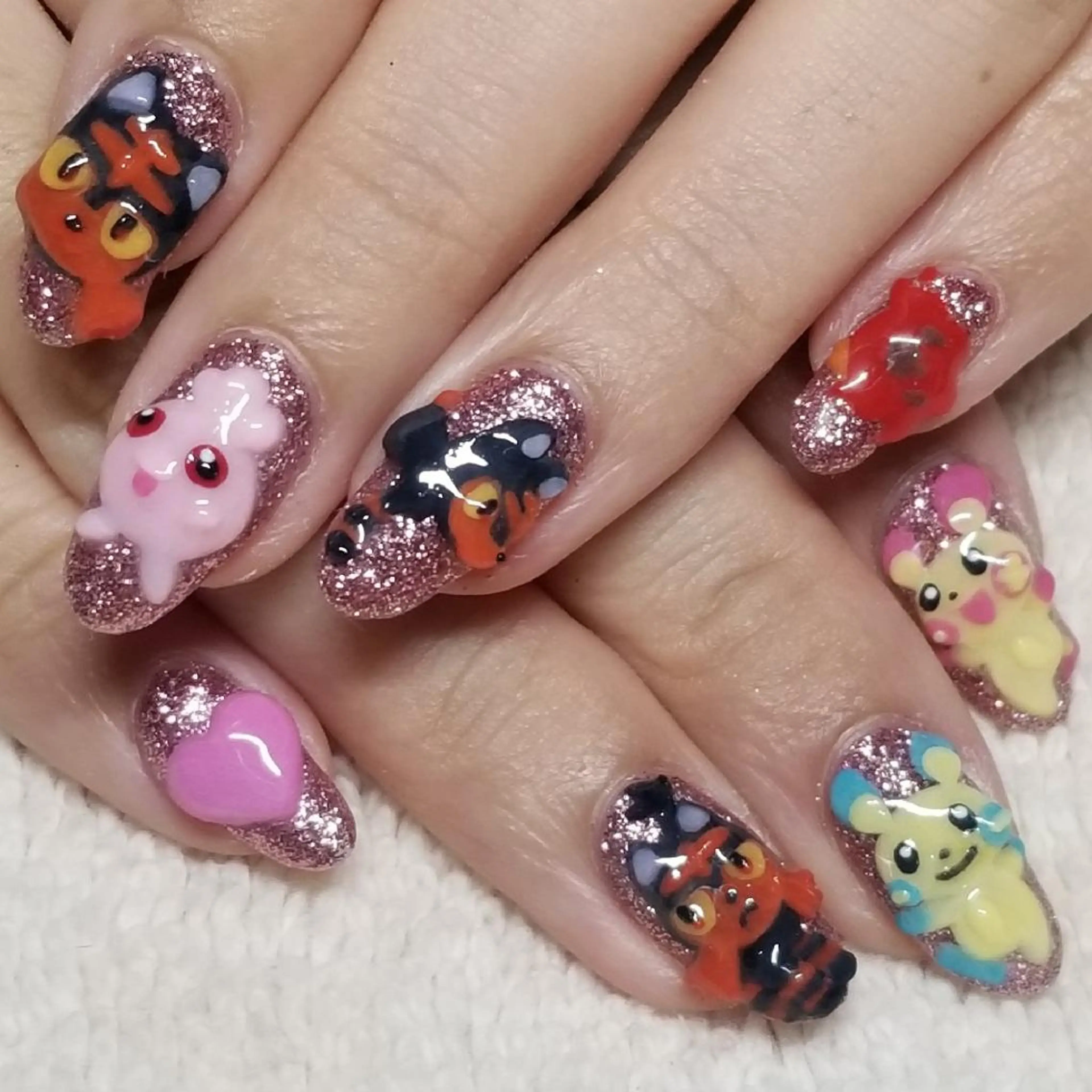 ネイル ラメ(グリッター) ピンク ハンドネイル よしだ ひろきのネイルデザイン