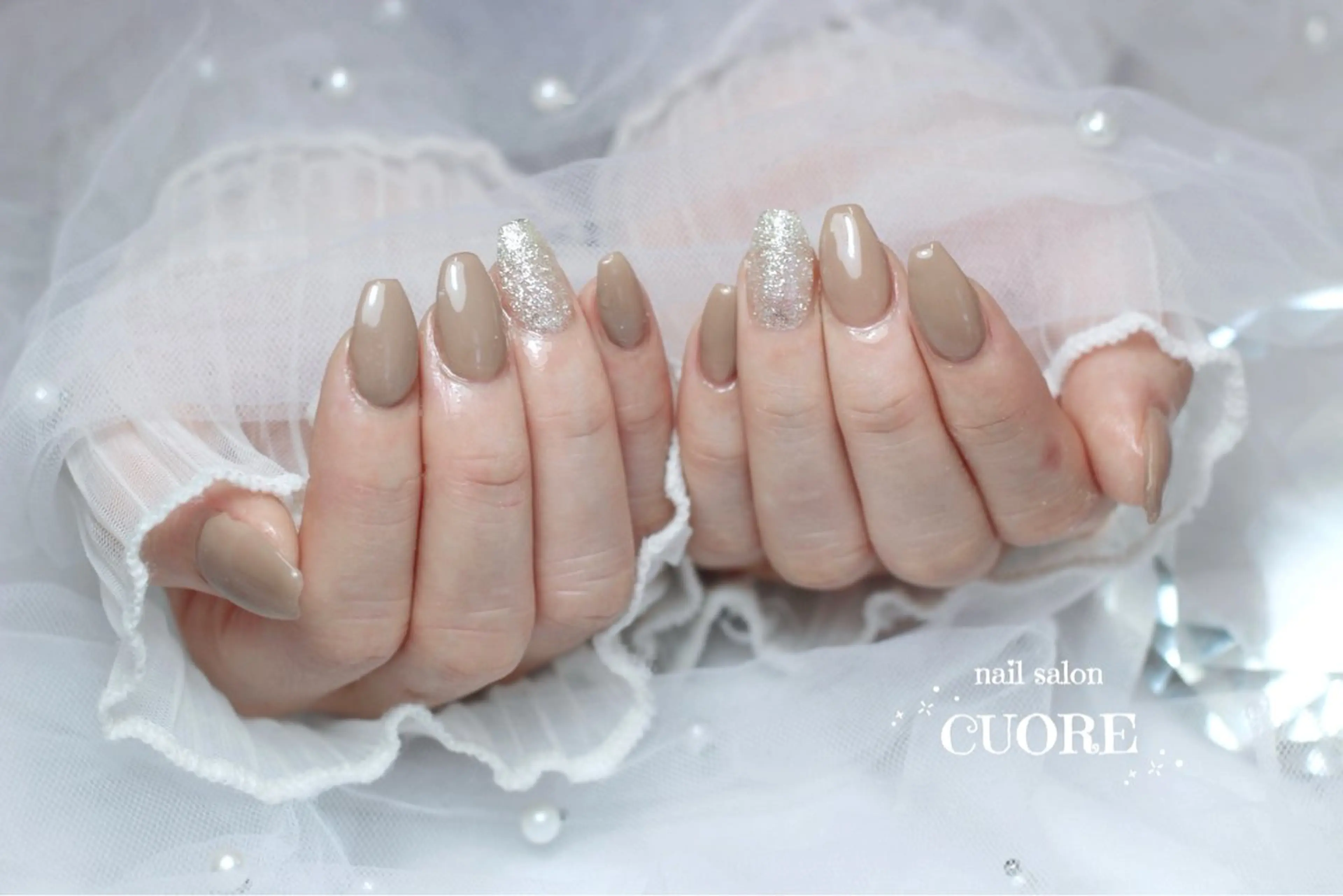ネイル ラメ(グリッター) オフィスネイル ワンカラーネイル シンプルネイル ハンドネイル nail salon CUOREのネイルデザイン