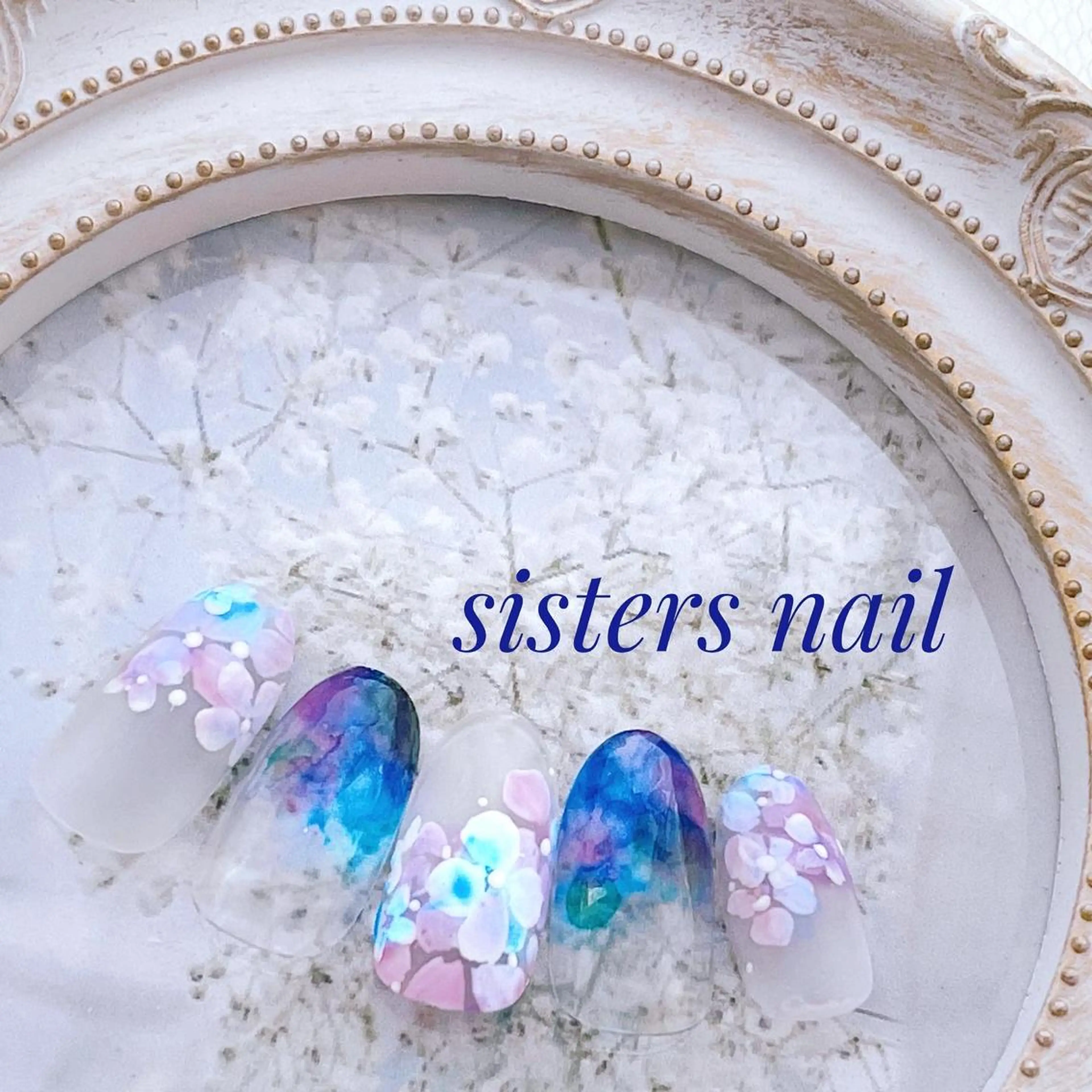 ネイル アートネイル オーロラネイル フラワーネイル グラデーション 氷ネイル・うるうるネイル ハンドネイル ハンドケア sisters nail.fのネイルデザイン