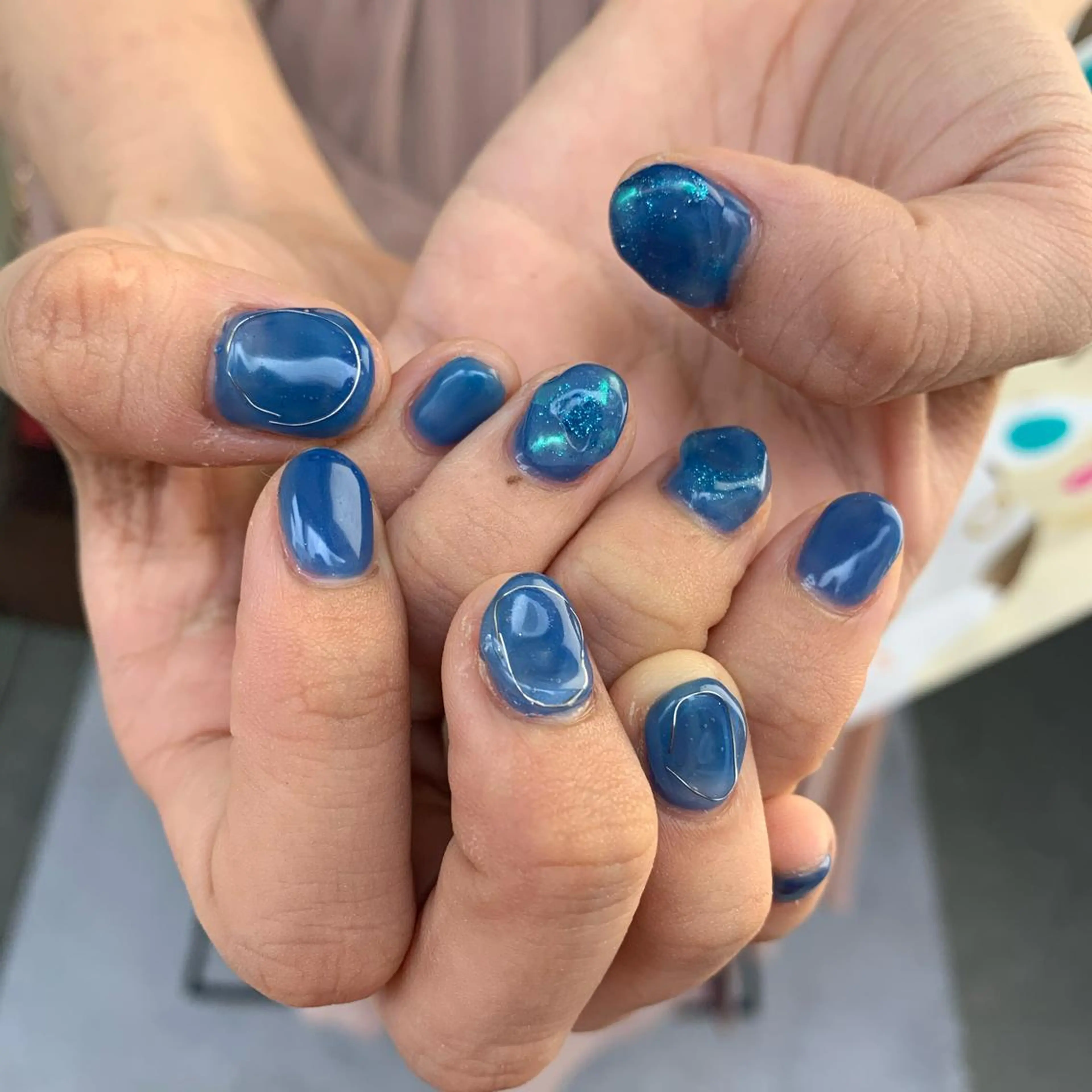 ネイル ブルー クリアネイル ハンドネイル Kureha/ネイル トレンドヘアのマツエク・マツパデザイン