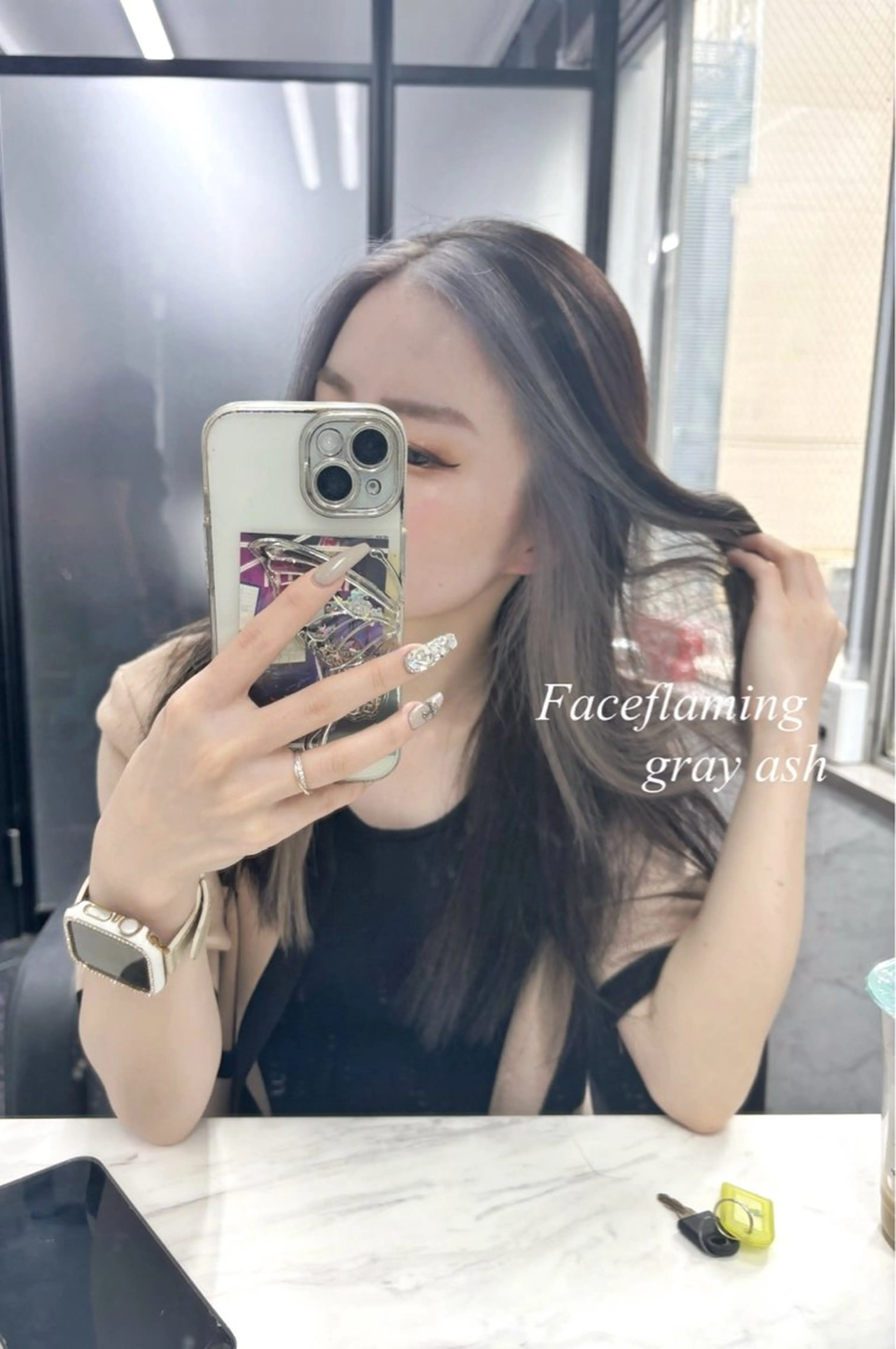 セミロング カラー シールエクステ ハイトーンカラー エクステ ヘアカラー トリートメント シールエクステ特化 ハイトーン、NANAのヘアスタイル