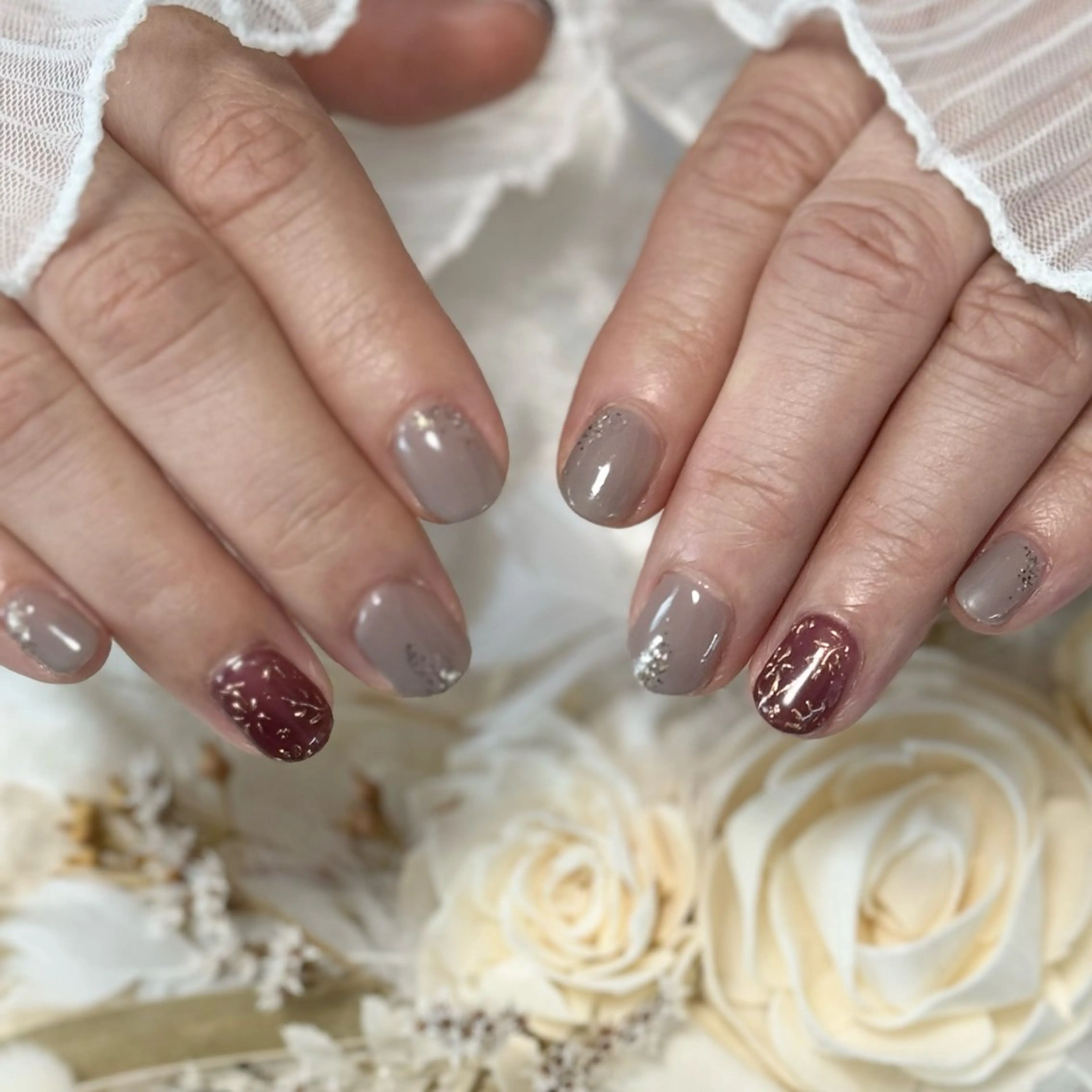 ネイル フラワーネイル ミラーネイル ハンドネイル Hana_ Rieのネイルデザイン