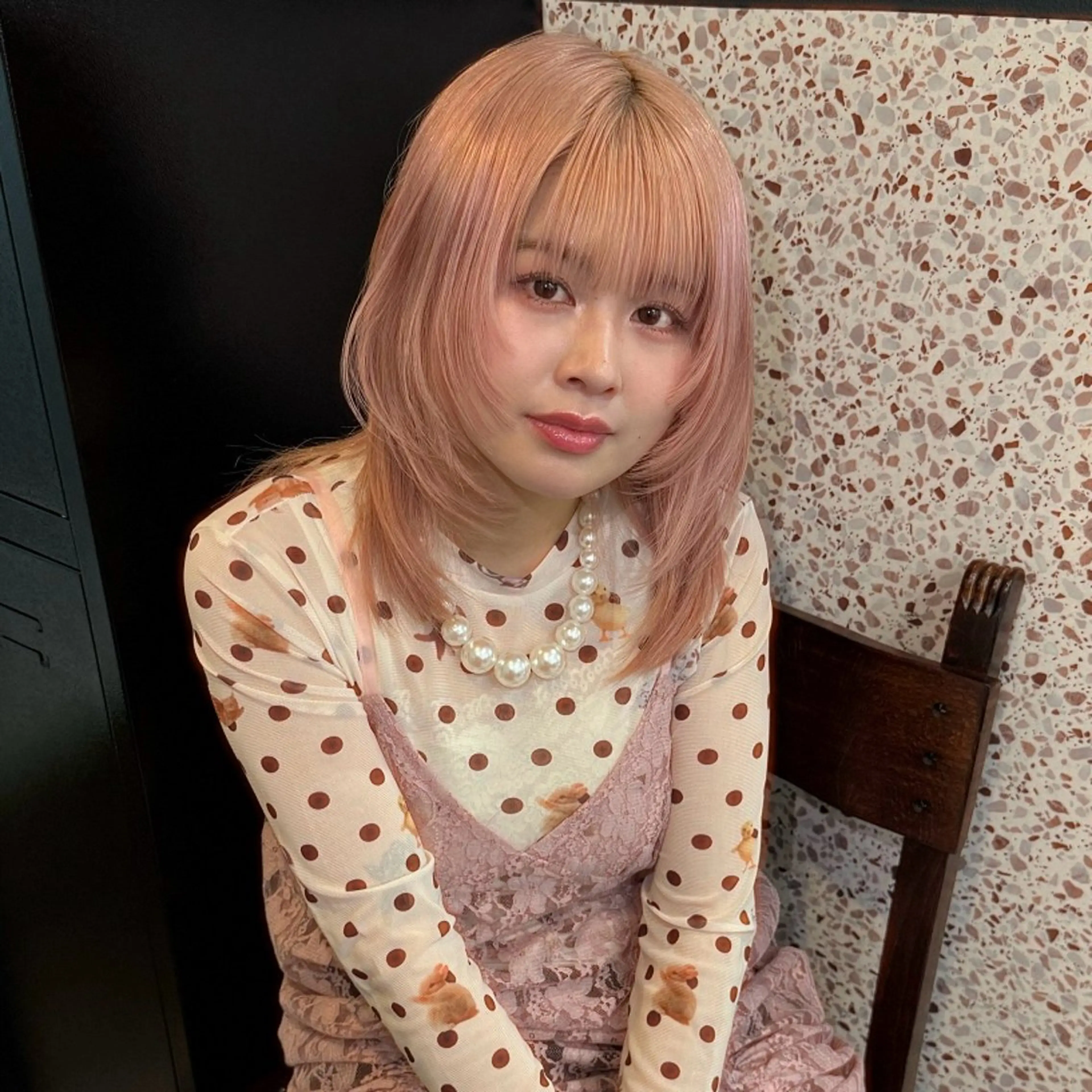 ミディアム 顔まわりレイヤー 顔周りカット レイヤーカット ヘアカラー ハッシュカット🎀 MIYU💖のヘアスタイル