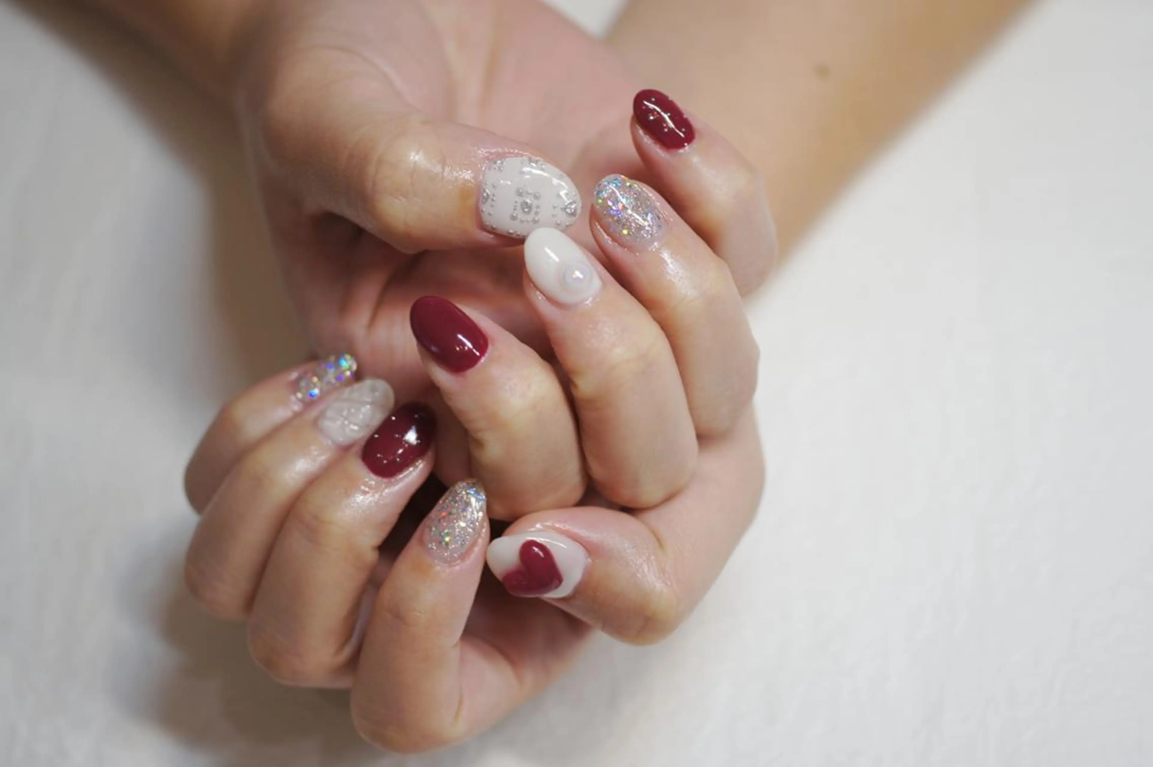 ネイル ハート ぷっくりネイル nails muu まゆのネイルデザイン