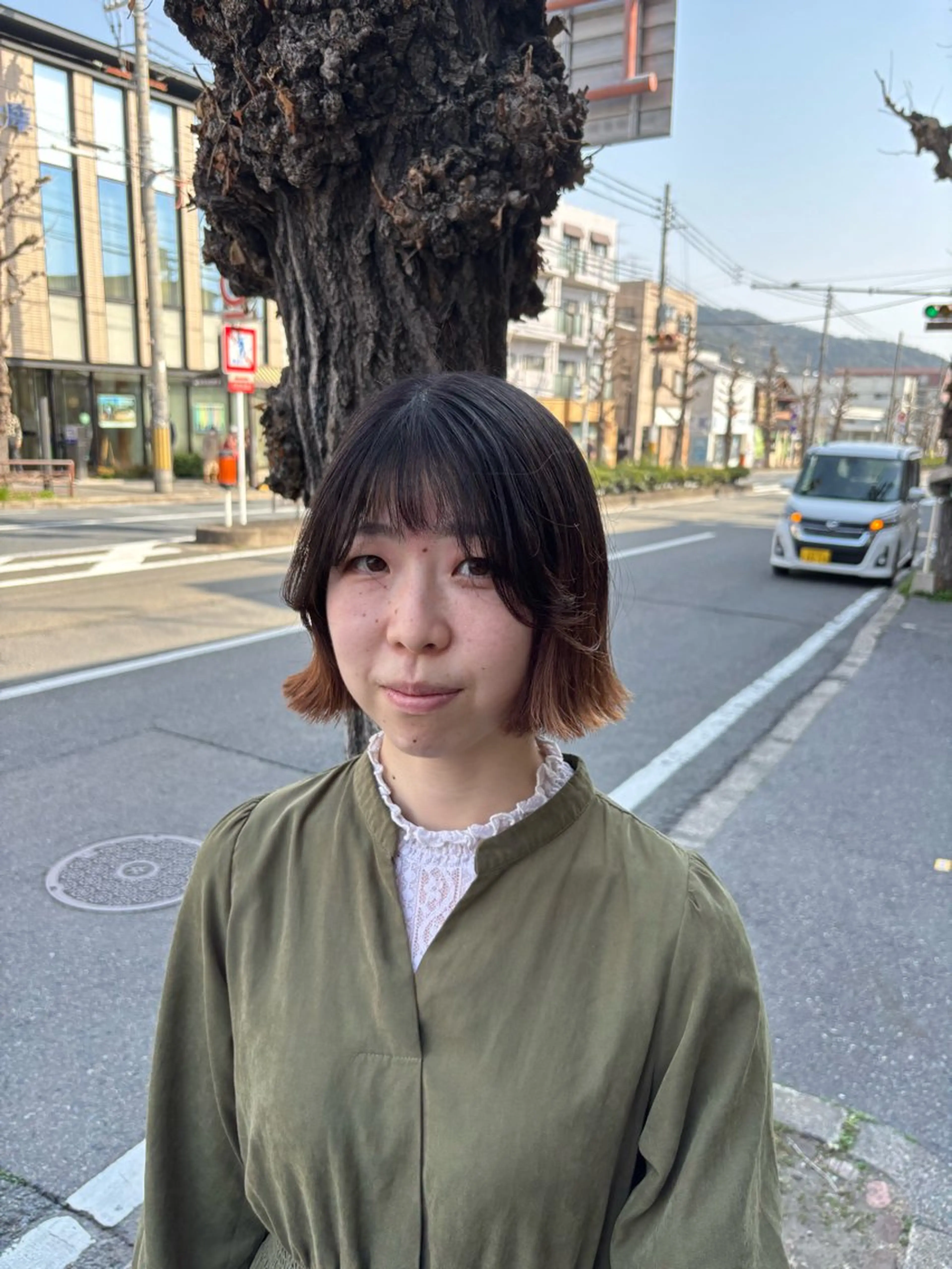 ショート パーマ ボブ 外ハネヘア メンズカット パーマRISAのヘアスタイル