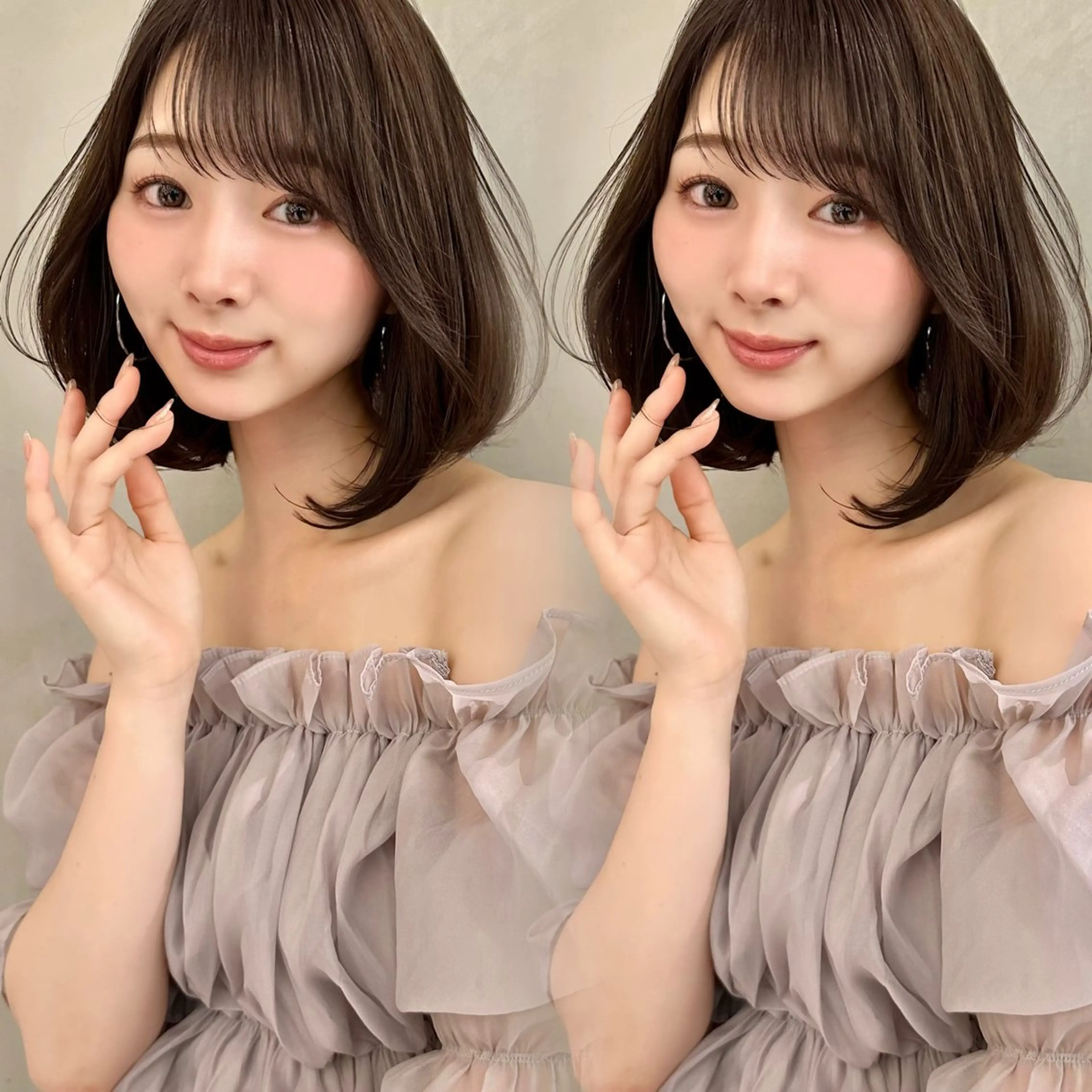 ミディアム カラー 似合わせカット カット ヘアカラー トリートメント レイヤー/髪質改善 Lond ambreのヘアスタイル