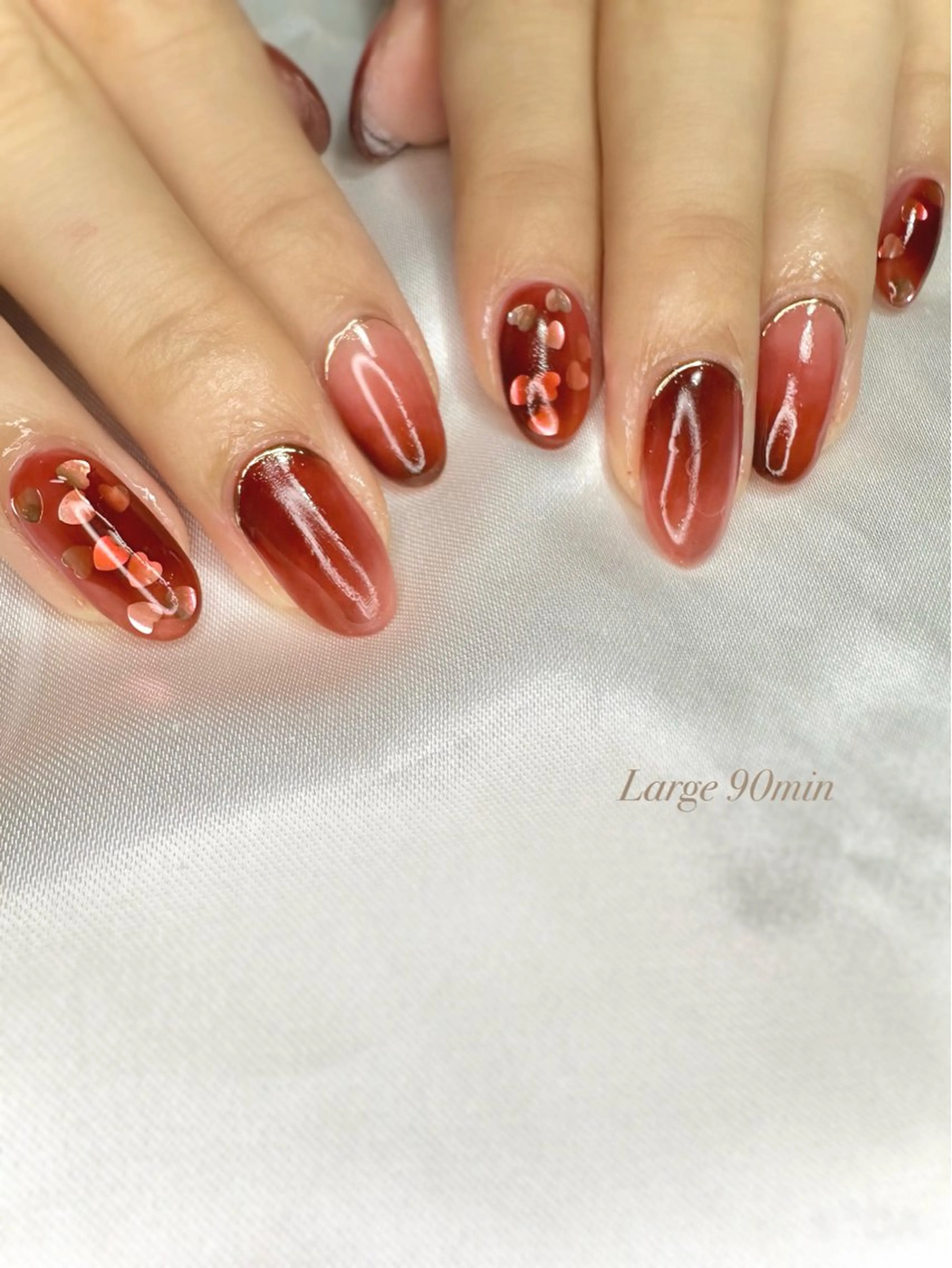 ネイル ジェルネイル ハート ミラーネイル ニュアンスネイル パラジェル ハンドネイル Large 桑原のネイルデザイン