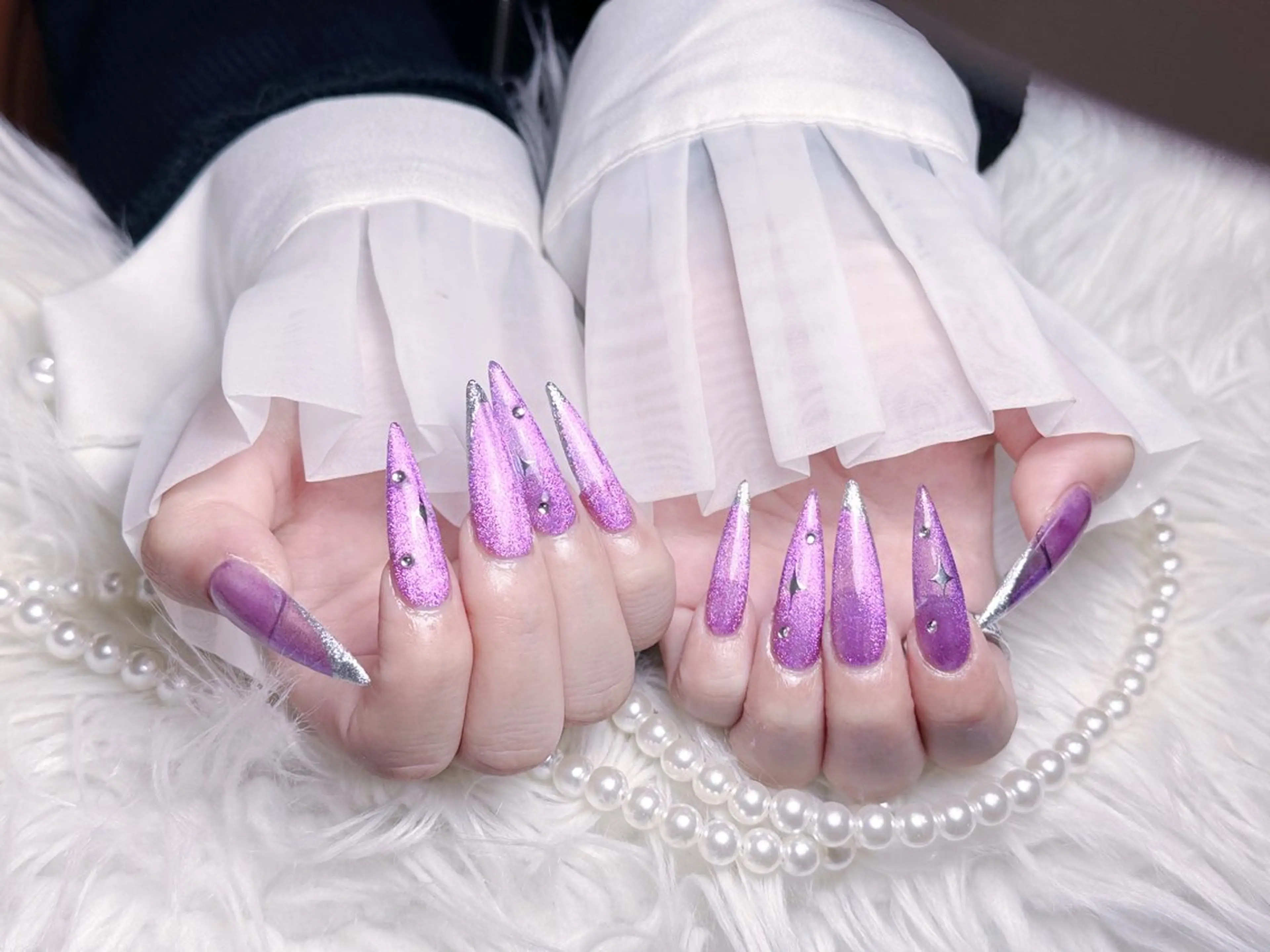 ネイル ハンドネイル ☁️Minmin Tsuki💙🩵のネイルデザイン