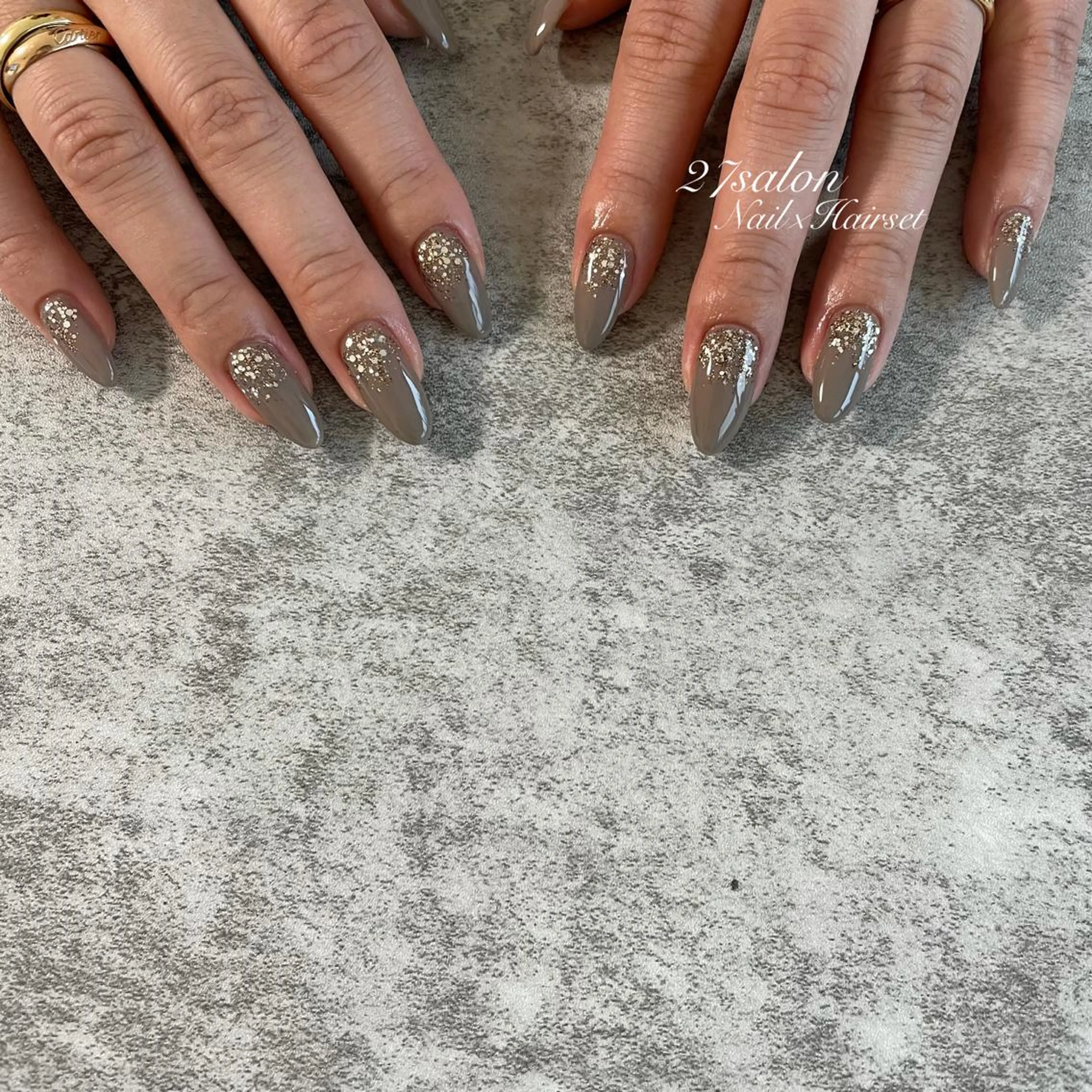 ネイル グラデーション ラメ(グリッター) ラメグラデーション 27salon yuinaのネイルデザイン