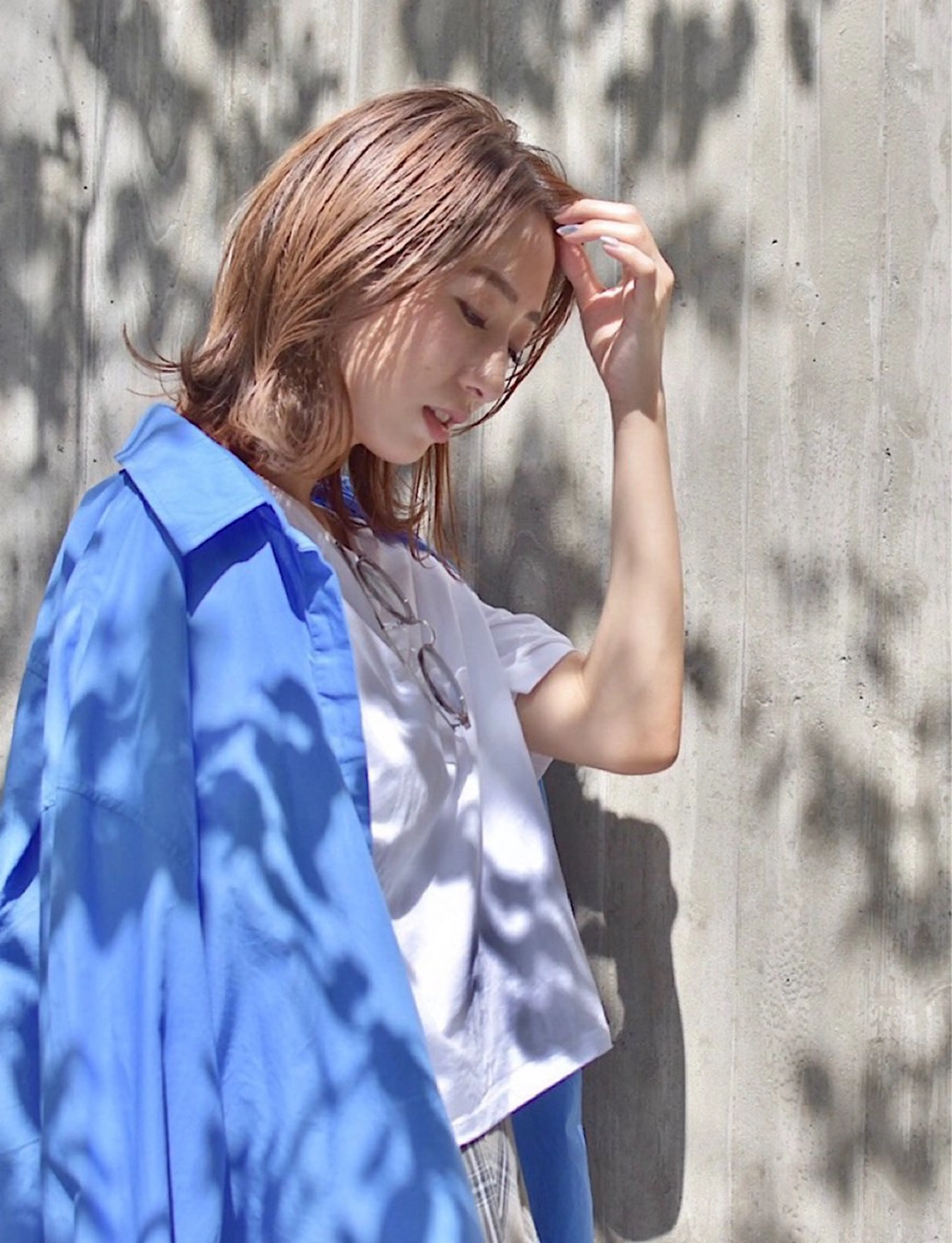 ミディアム カット ヘアカラー hoNua. 栄/透明感カラーのヘアスタイル