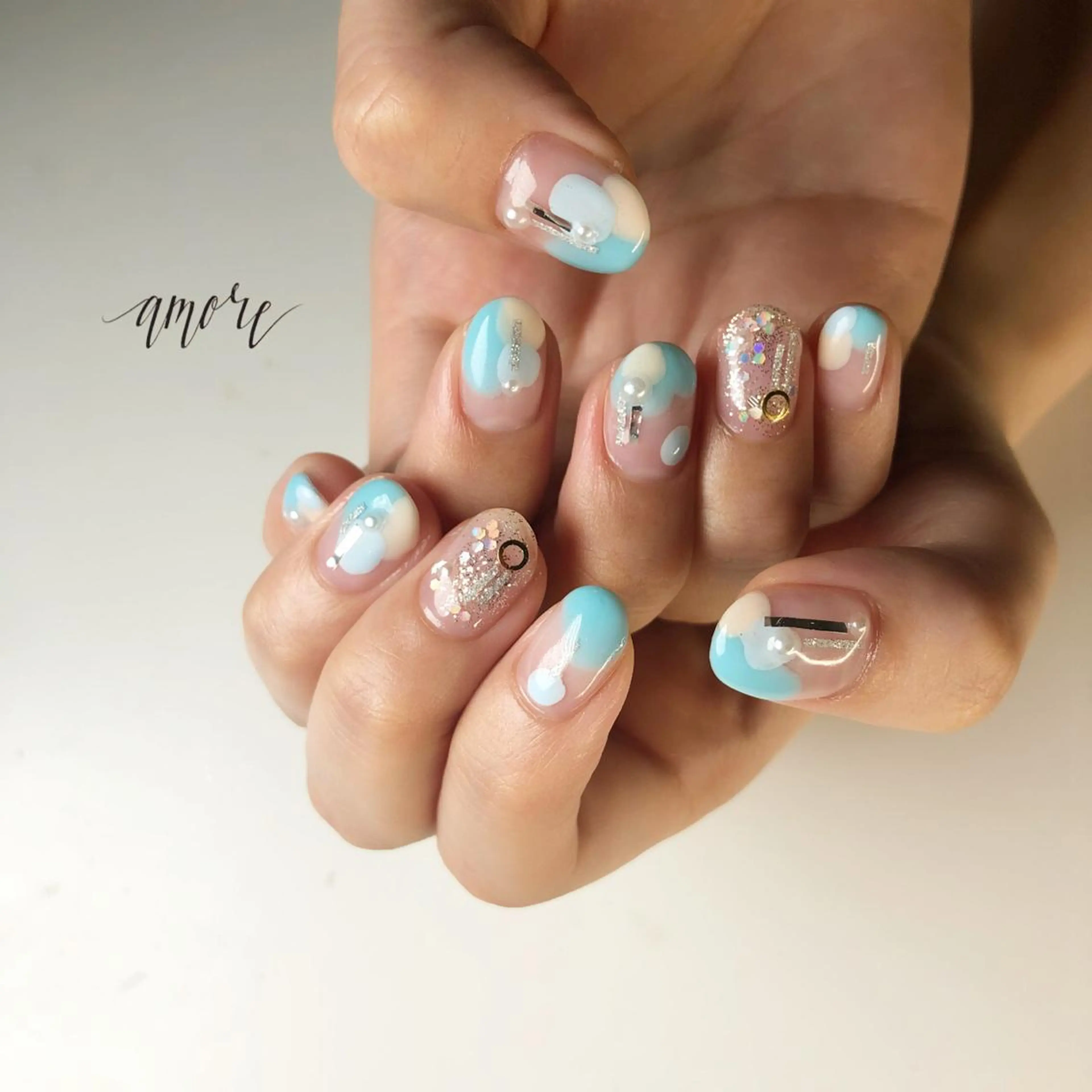 ネイル ジェルネイル 氷ネイル・うるうるネイル ラメ(グリッター) マグネットネイル ミラーネイル You kyehwaのネイルデザイン