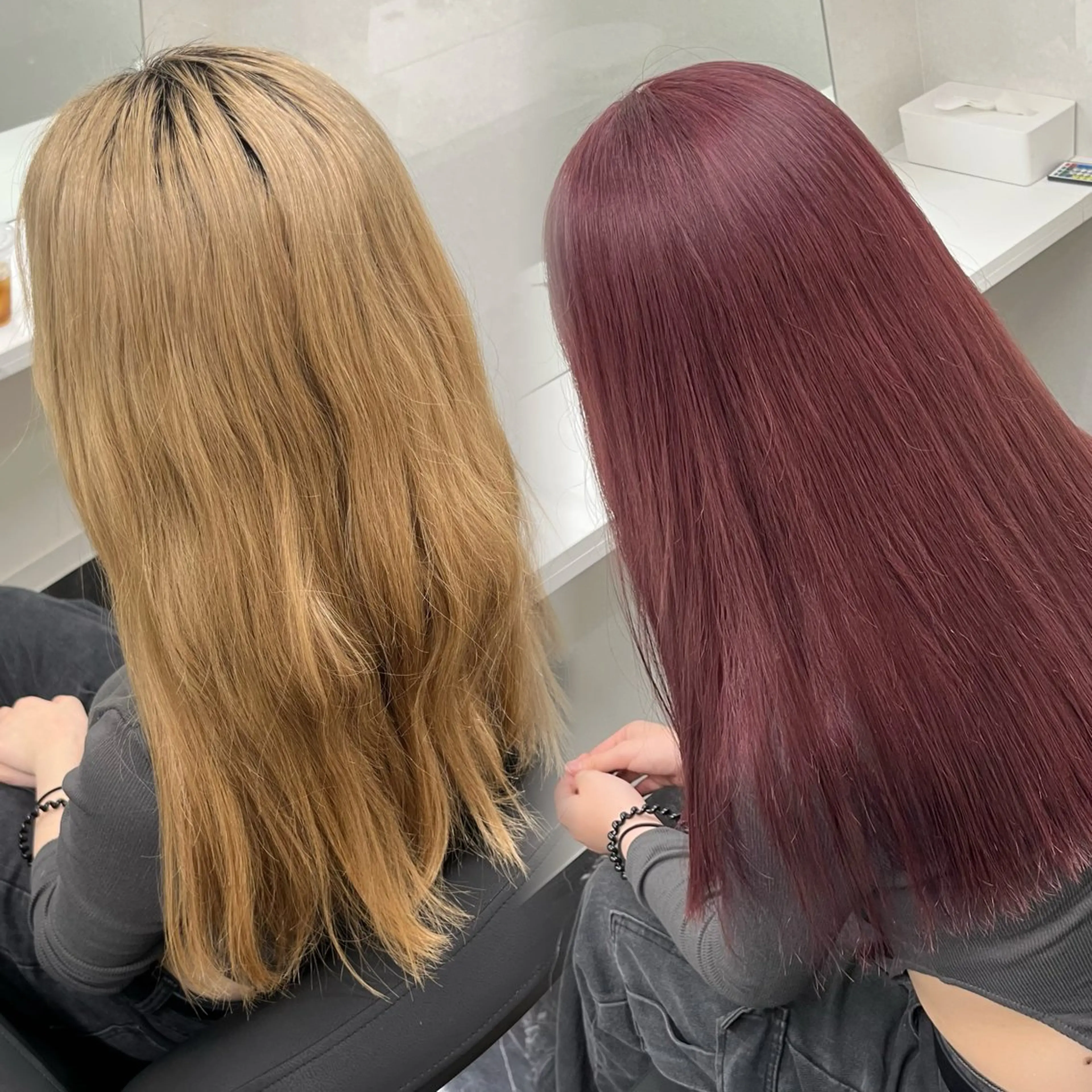 ミディアム カラー ブリーチ ボルドーカラー ブラウンカラー カシス デザインカラー ヘアカラー トリートメント 天神/ケアブリーチ/ 髪質改善/上質艶髪のヘアスタイル