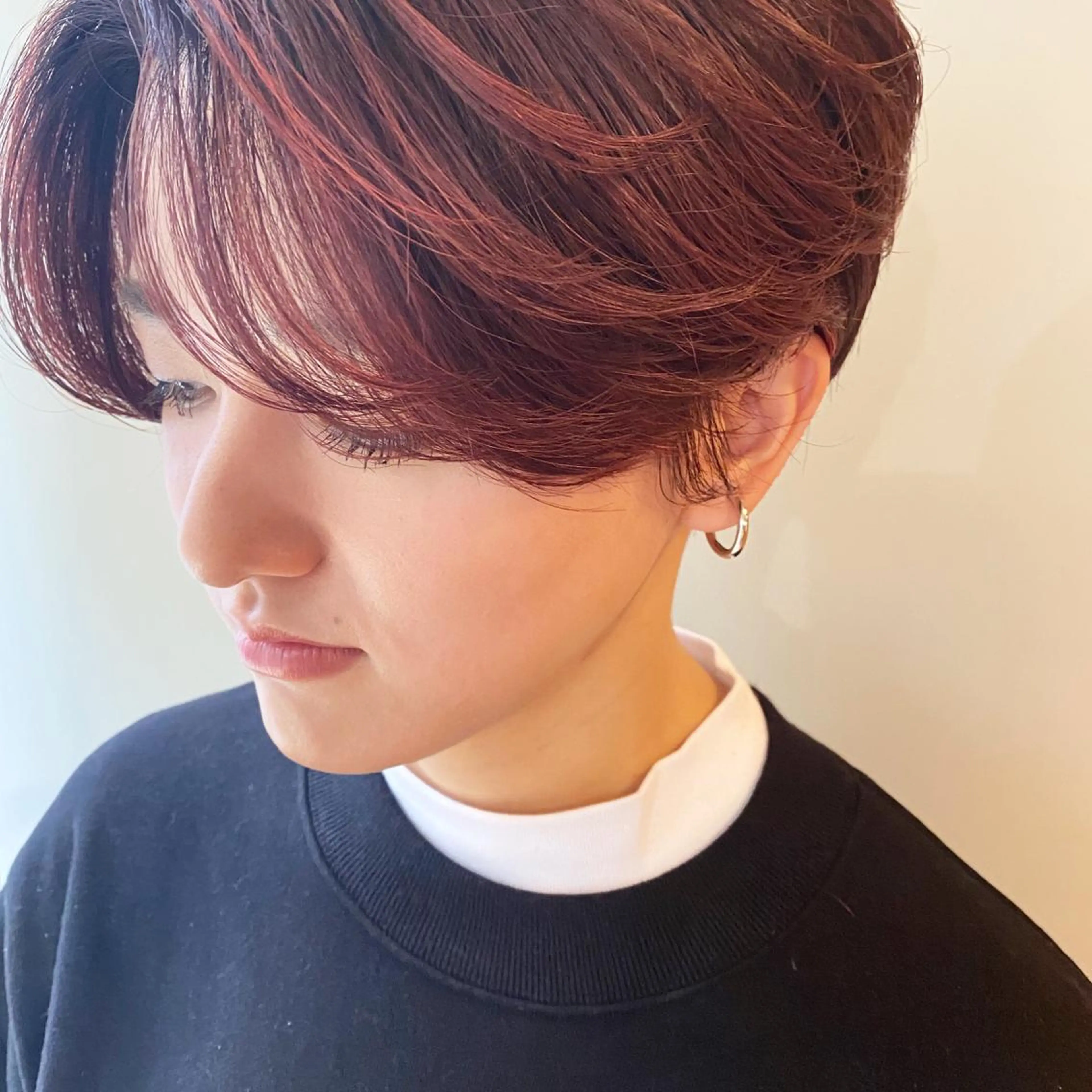 ショート カラー パーマ ヘアアレンジ ハイライトカラー オレンジ ピンクカラー ハイライト 撮影モデル募集 🦋soemikaのヘアスタイル