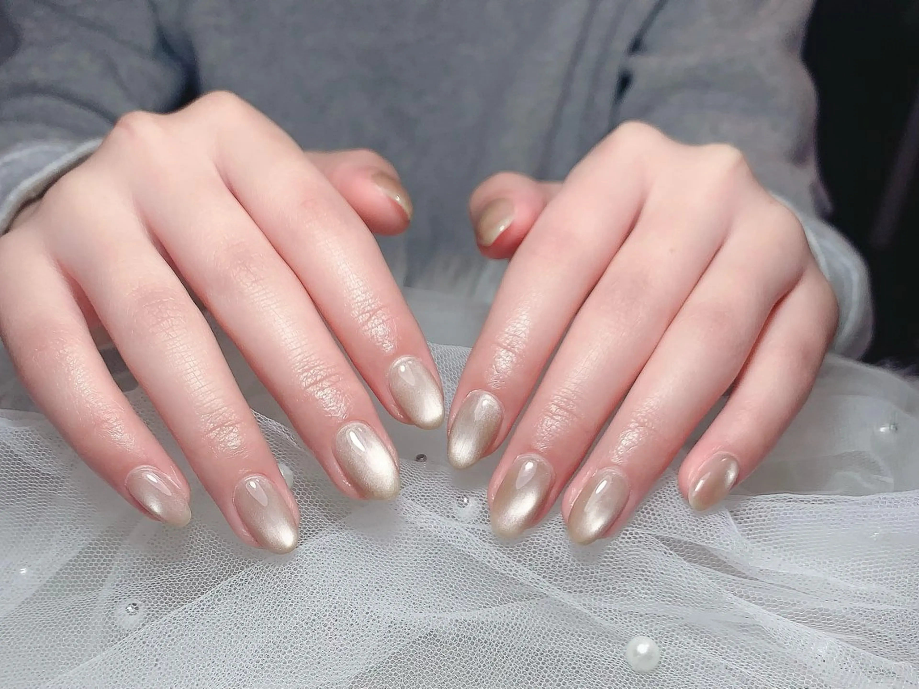 ネイル フレンチネイル ハート 韓国ネイル レース ニュアンスネイル ハンドネイル ハンドケア ボニー Coco nailのネイルデザイン