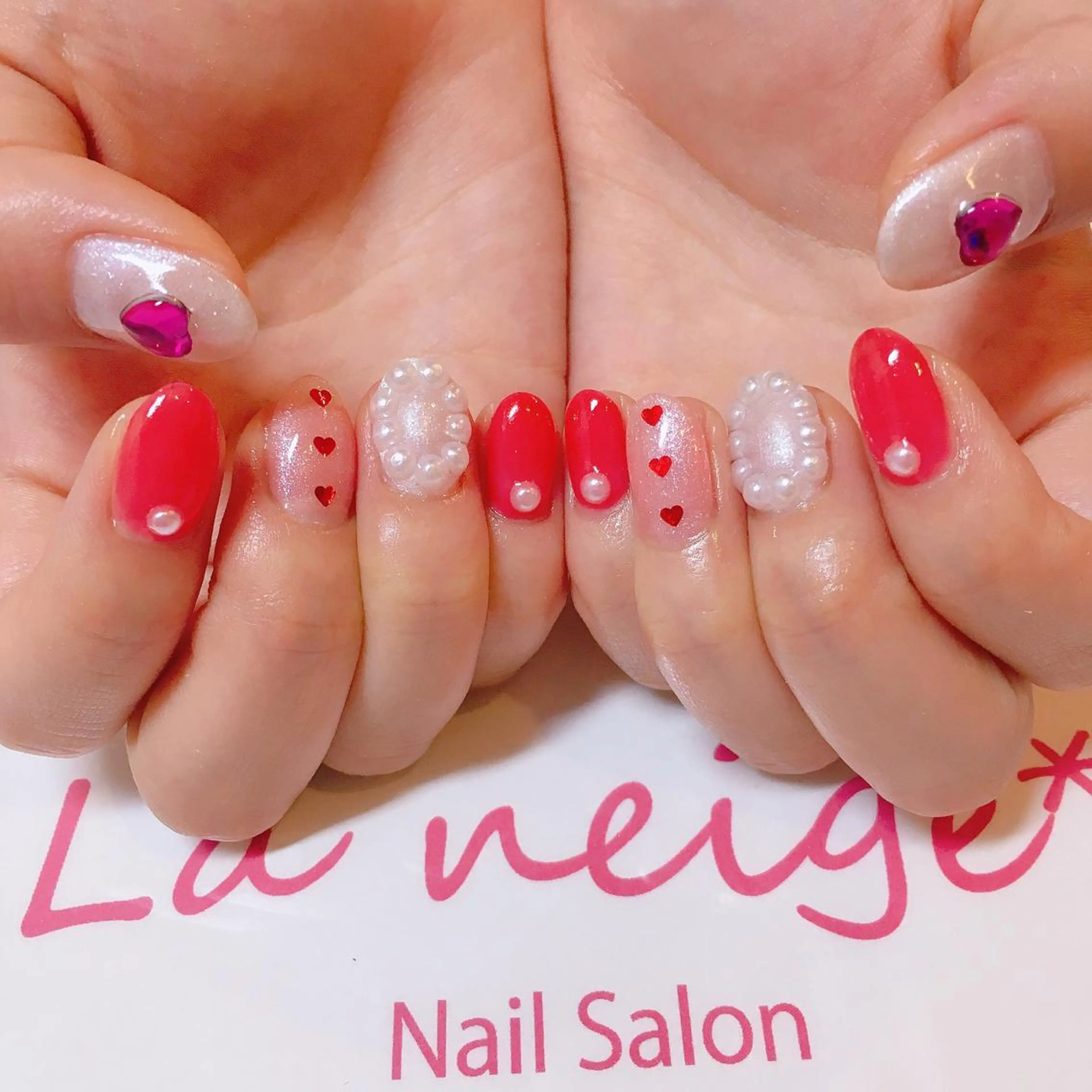 ネイル ハート La neige* yuki 🐩🌙のネイルデザイン