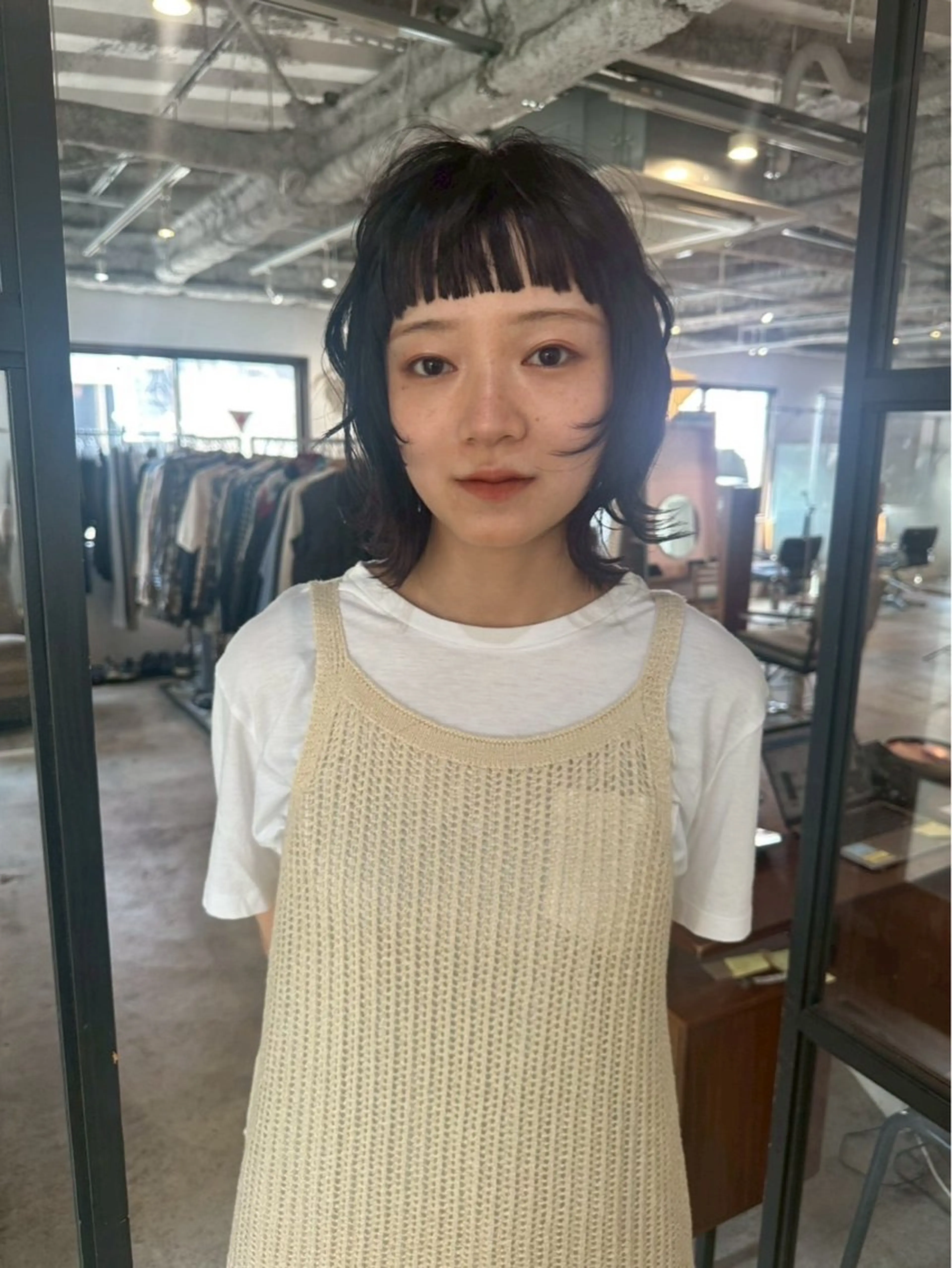 ミディアム カラー パーマ ショートボブ ミディアムパーマ ツイストスパイラルパーマ アディクシーカラー ベージュカラー CEINE【セーヌ】 三軒茶屋のヘアスタイル