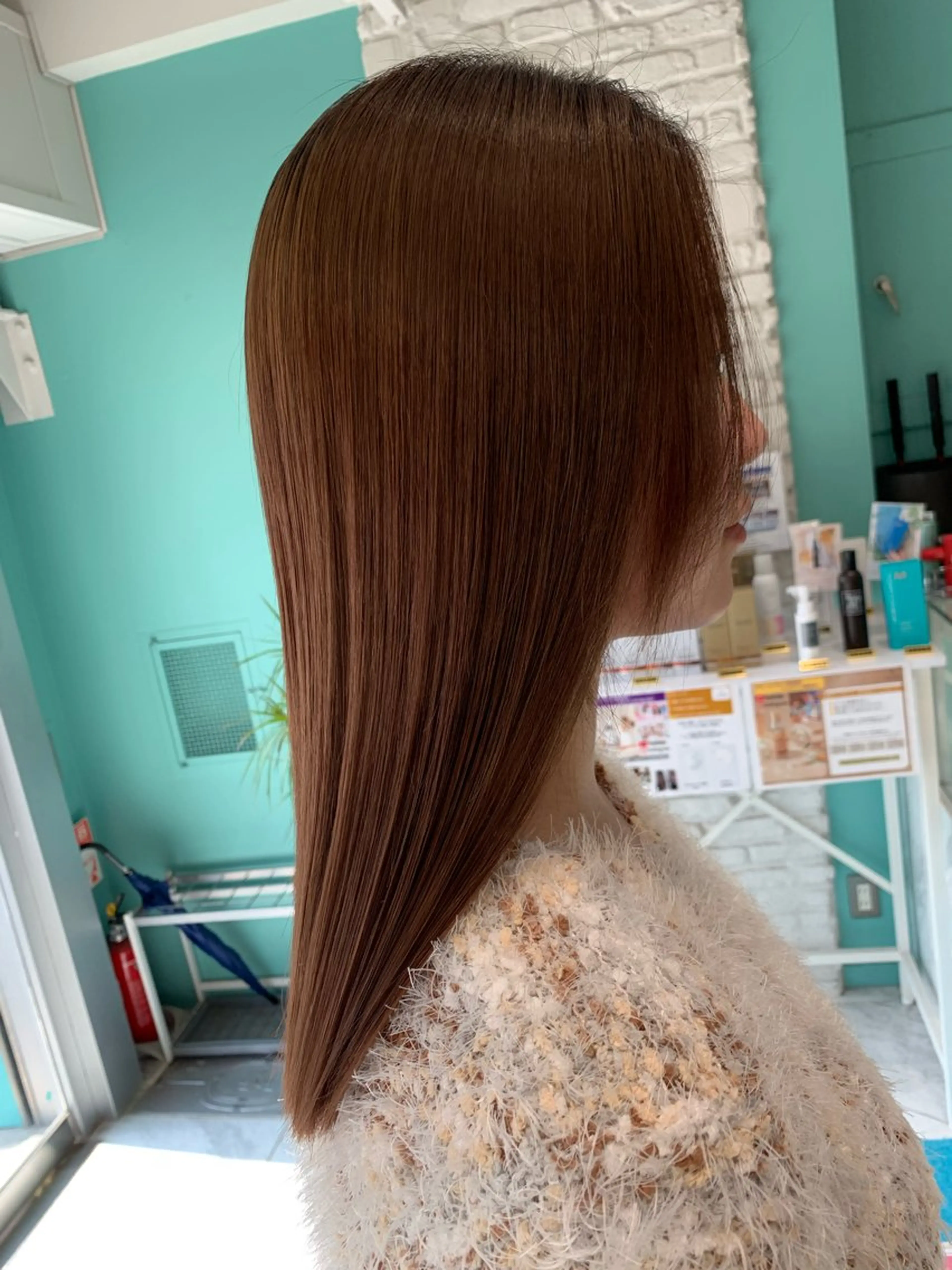 セミロング くせ毛 髪質改善 縮毛矯正 カット ヘアカラー トリートメント 髪質改善ストレート/レイヤーカット/Lee  Horie所属・髪質改善/縮毛矯正 心斎橋/池本有宏のヘアスタイル