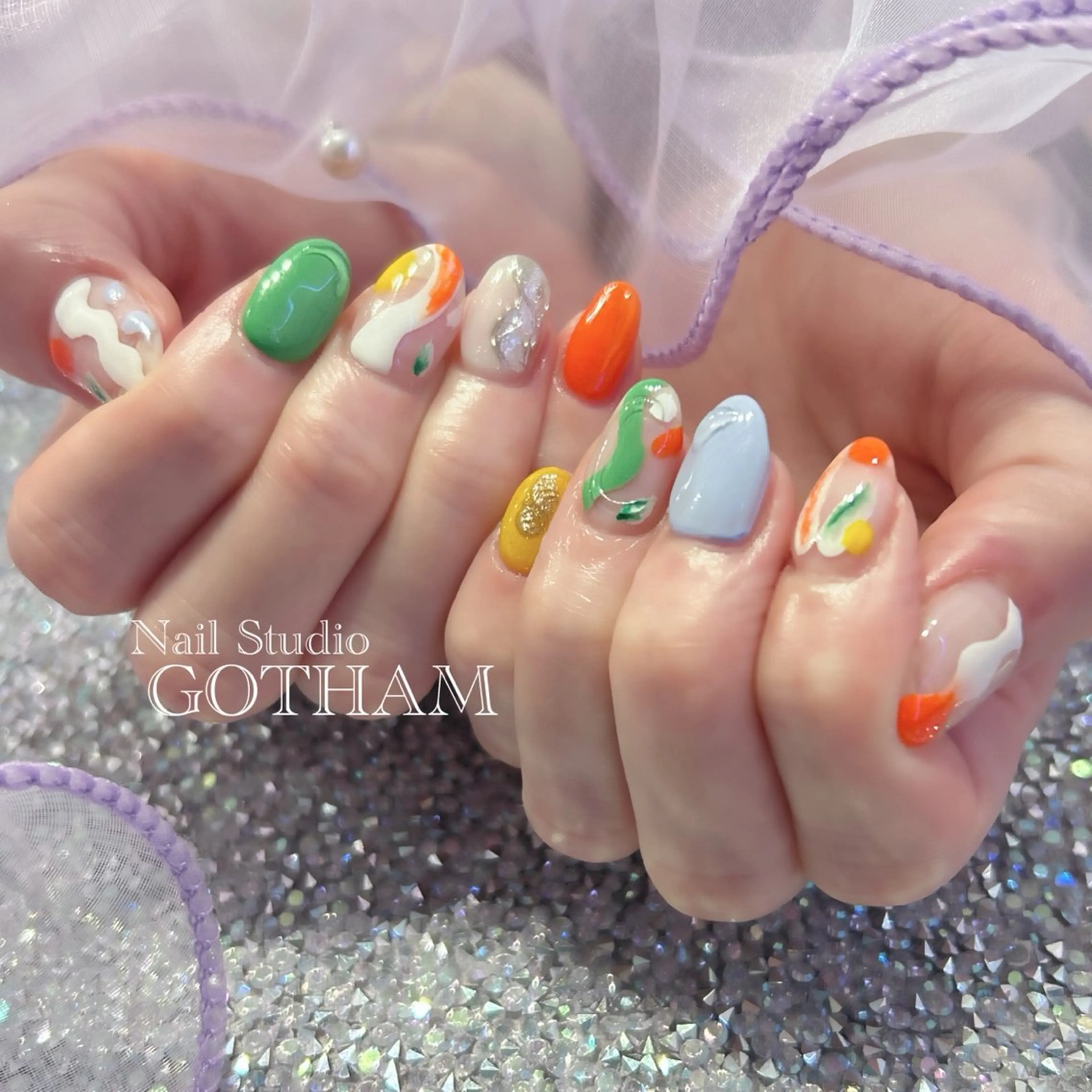 ネイル ハンドネイル 高円寺駅からすぐ🌈 ネイルGOTHAMのネイルデザイン