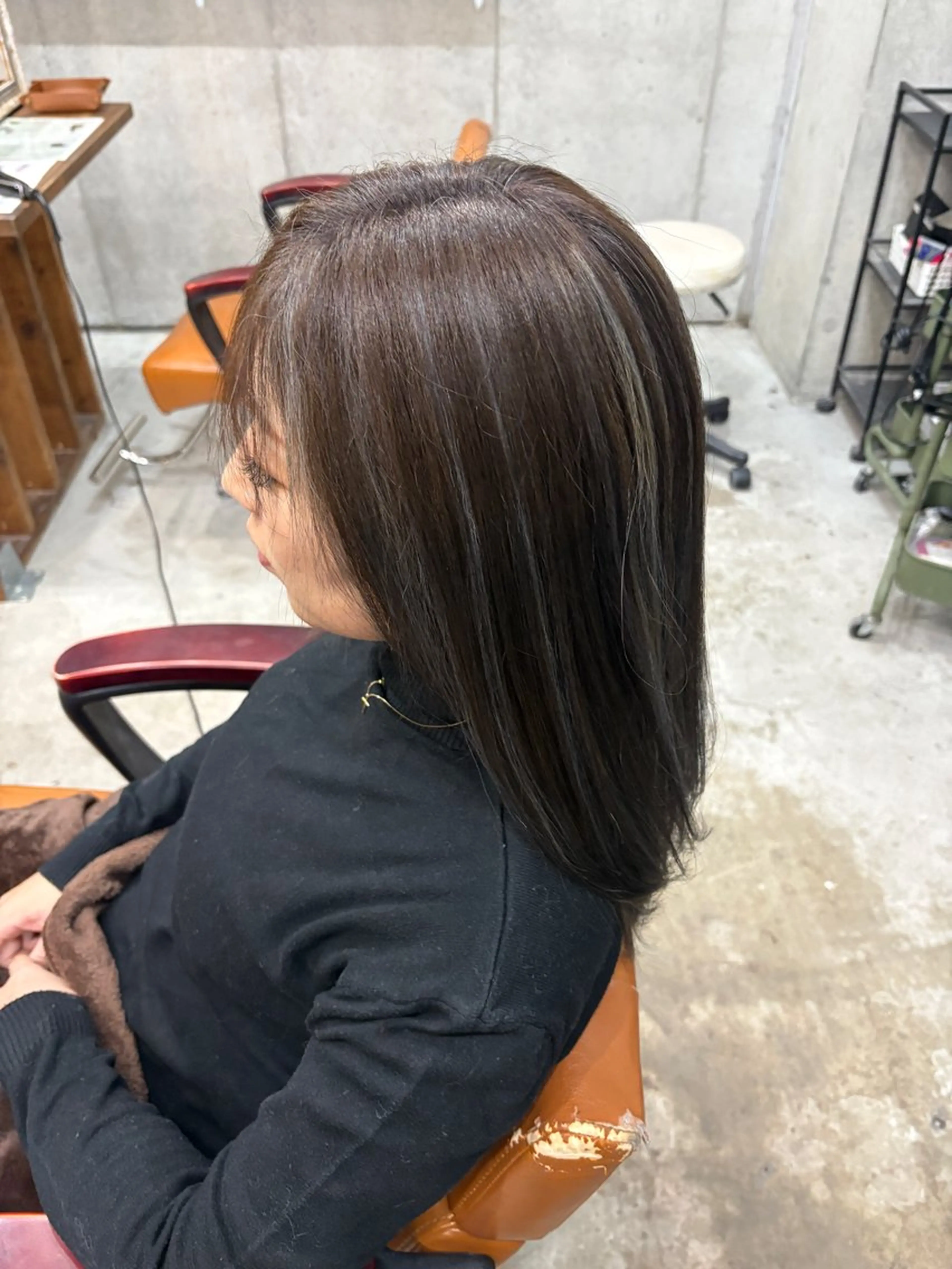 セミロング ハイライト カット ヘアカラー Yukino/ 透明カラー🫧のヘアスタイル