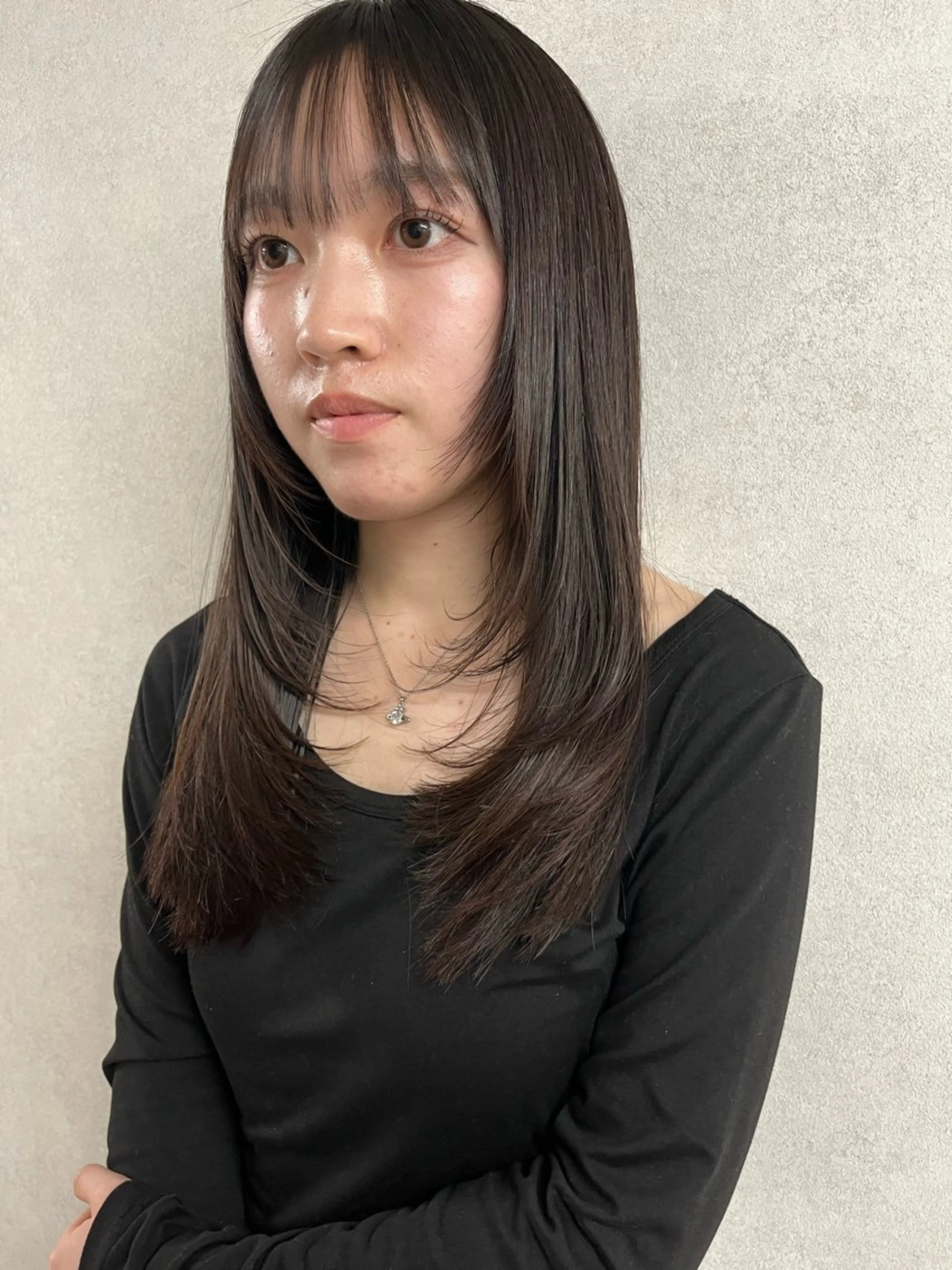 ロング パーマ レイヤーカット 縮毛矯正 anon Loemのヘアスタイル