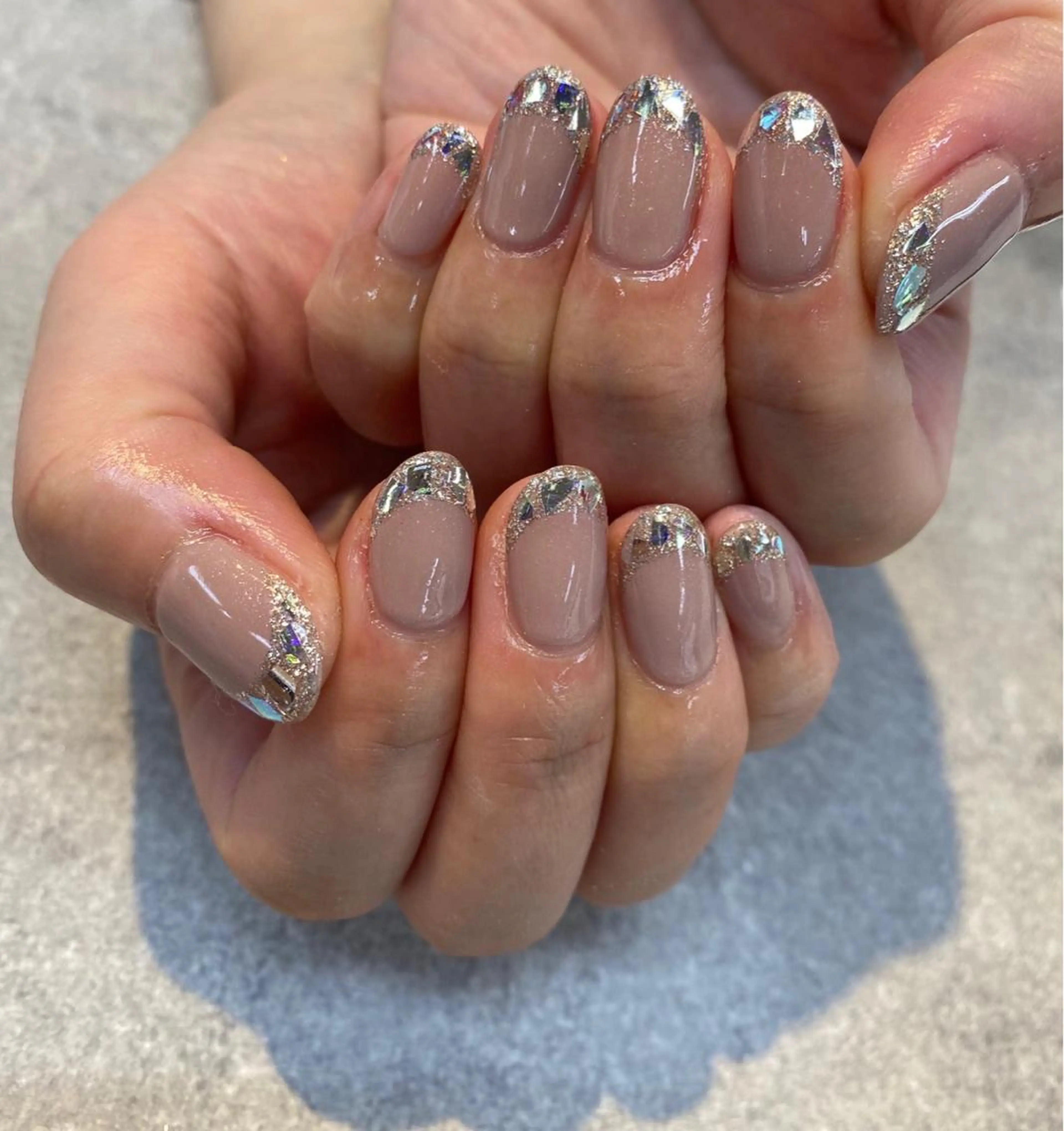 ネイル フレンチネイル ガラスフレンチ ピンク ピンクベージュ FASTNAIL PLUS 新宿店のネイルデザイン