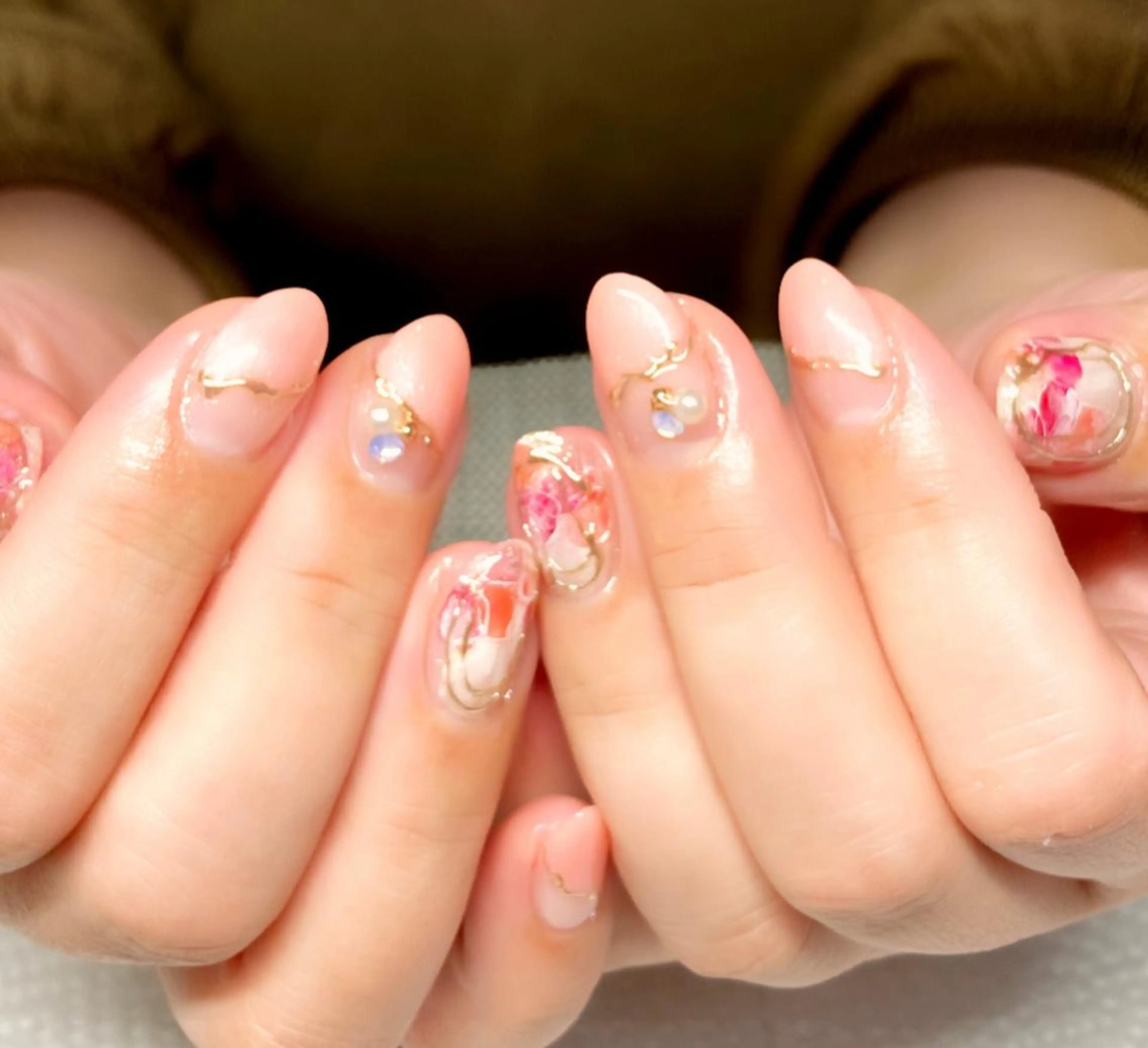 ネイル フレンチネイル ニュアンスネイル 斜めフレンチ 馬場 典子のネイルデザイン