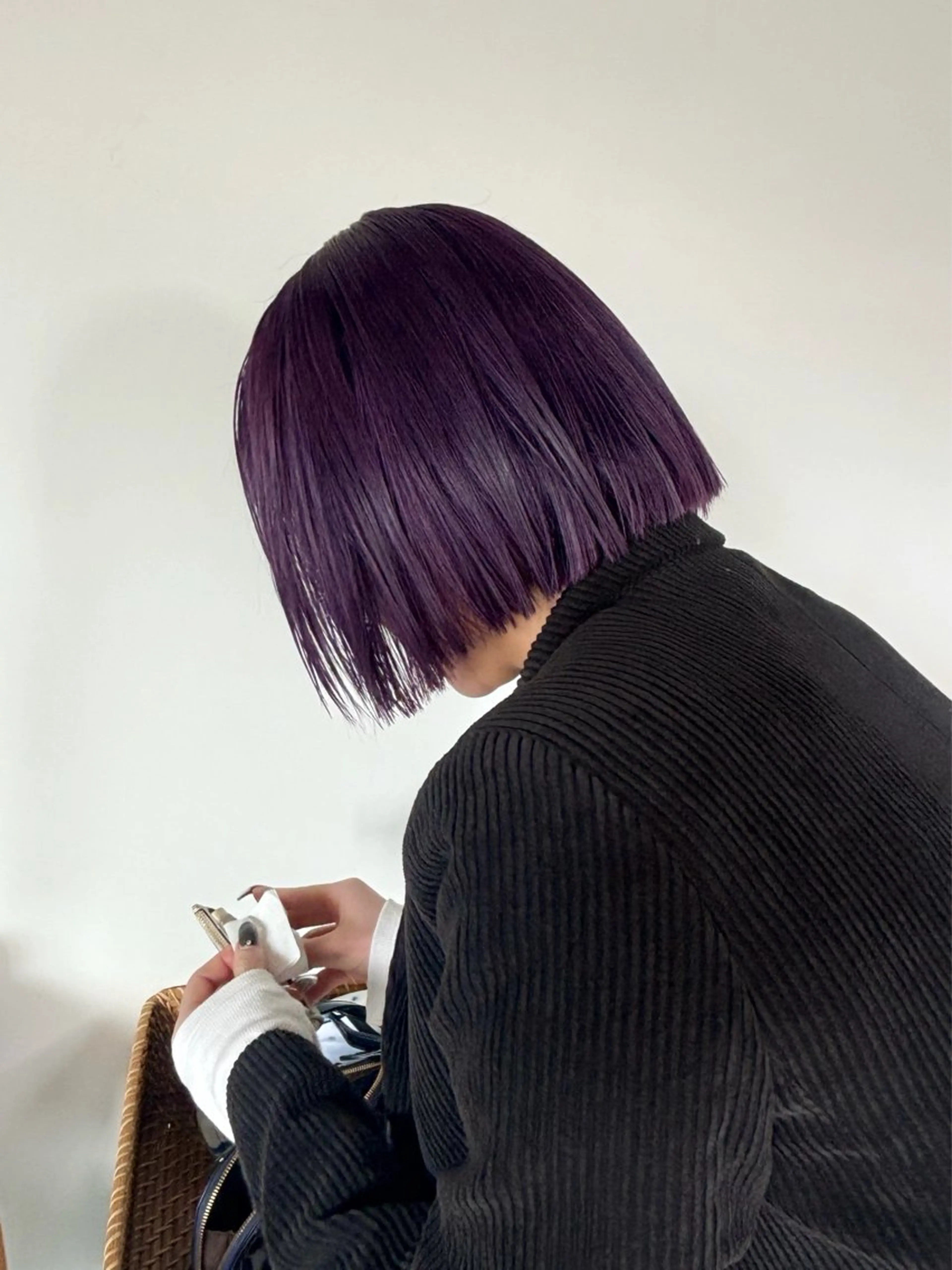 カラー ミディアム ブリーチ ダブルカラー パープルカラー ボブ mirai/レイヤー ボブ/デザインのヘアスタイル