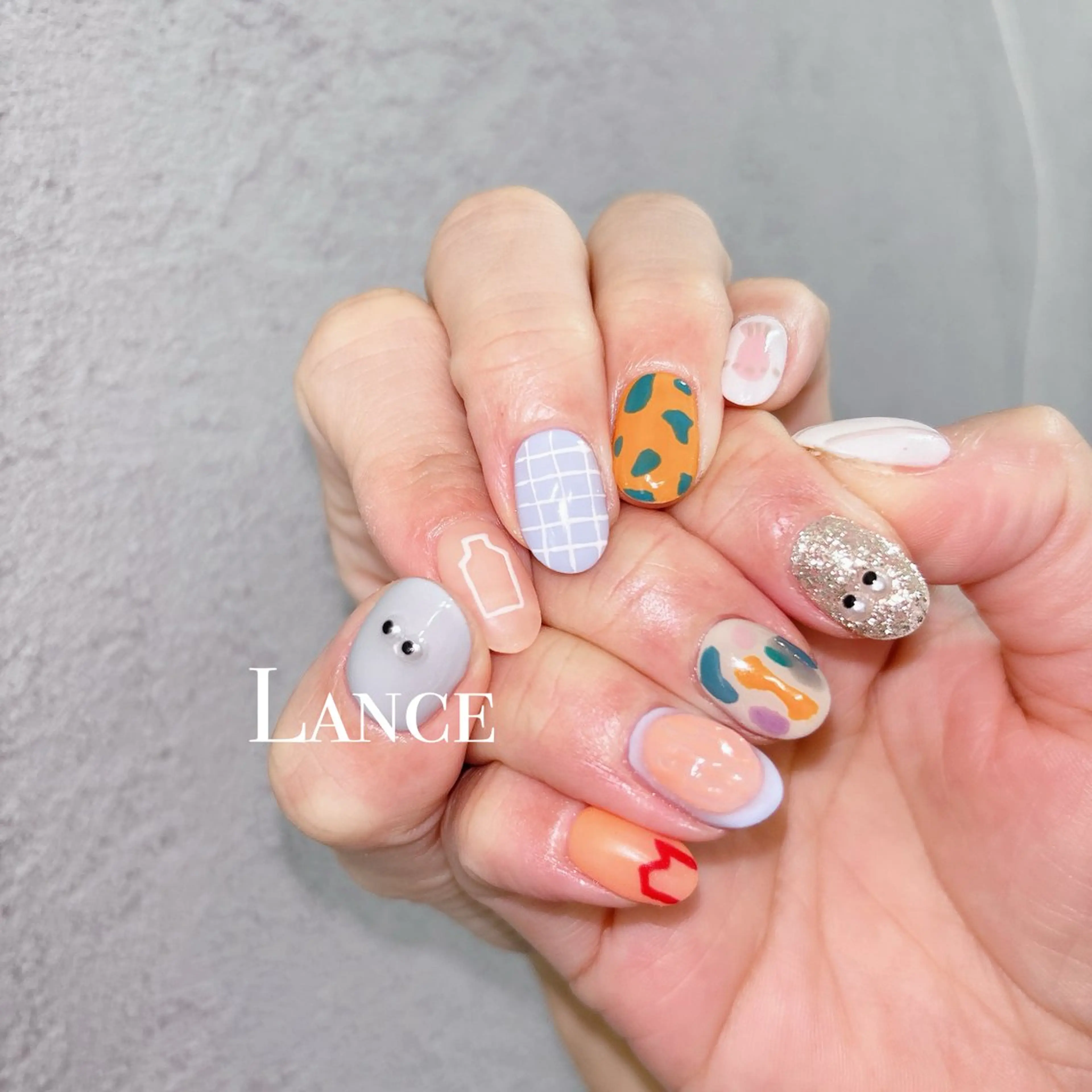 ネイル オーロラネイル フットネイル 氷ネイル・うるうるネイル キラキラネイル 韓国ネイル Lance nailのネイルデザイン