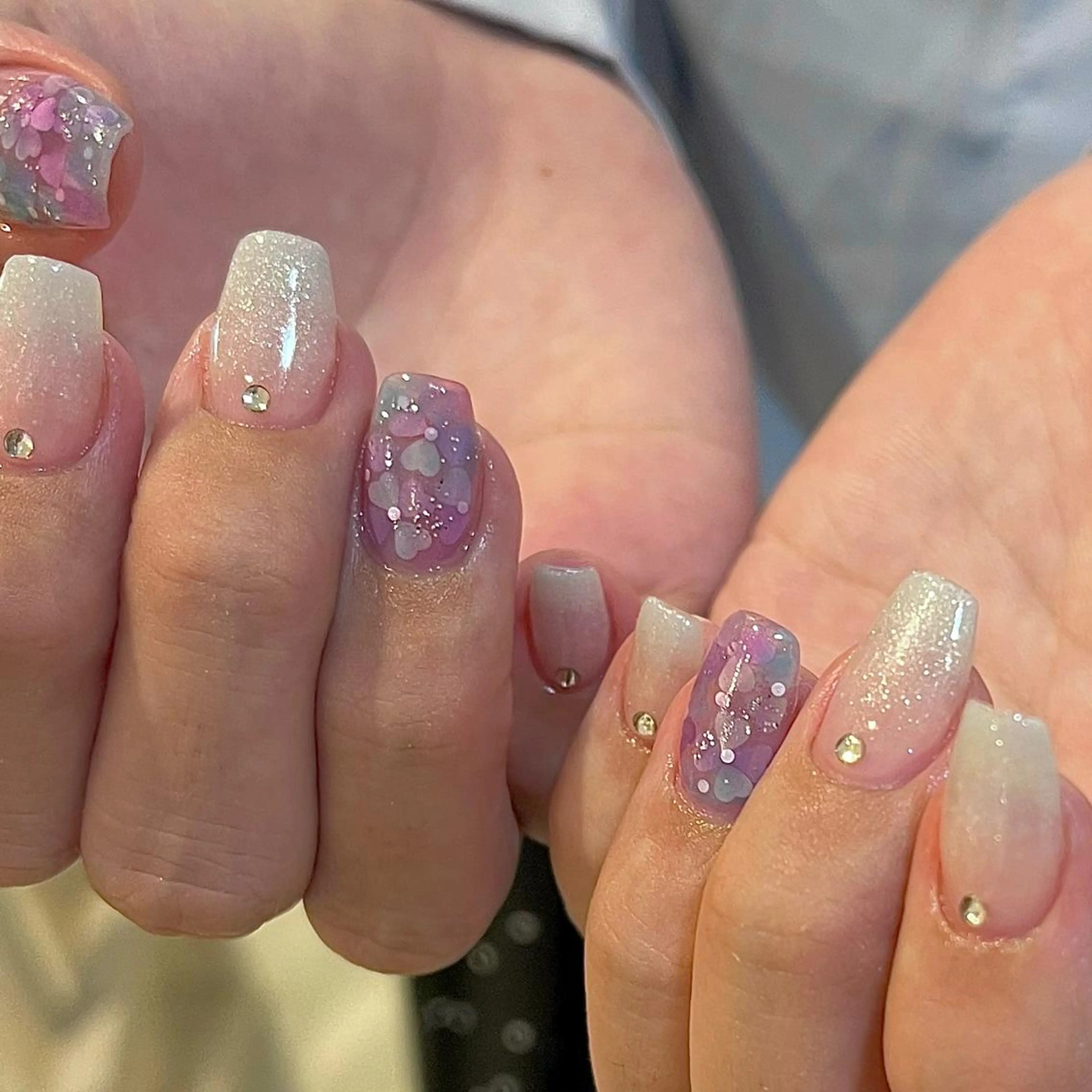 ネイル グラデーション ハート ラメ(グリッター) ラメグラデーション ワンカラーネイル Para Sol nail　Maoのネイルデザイン