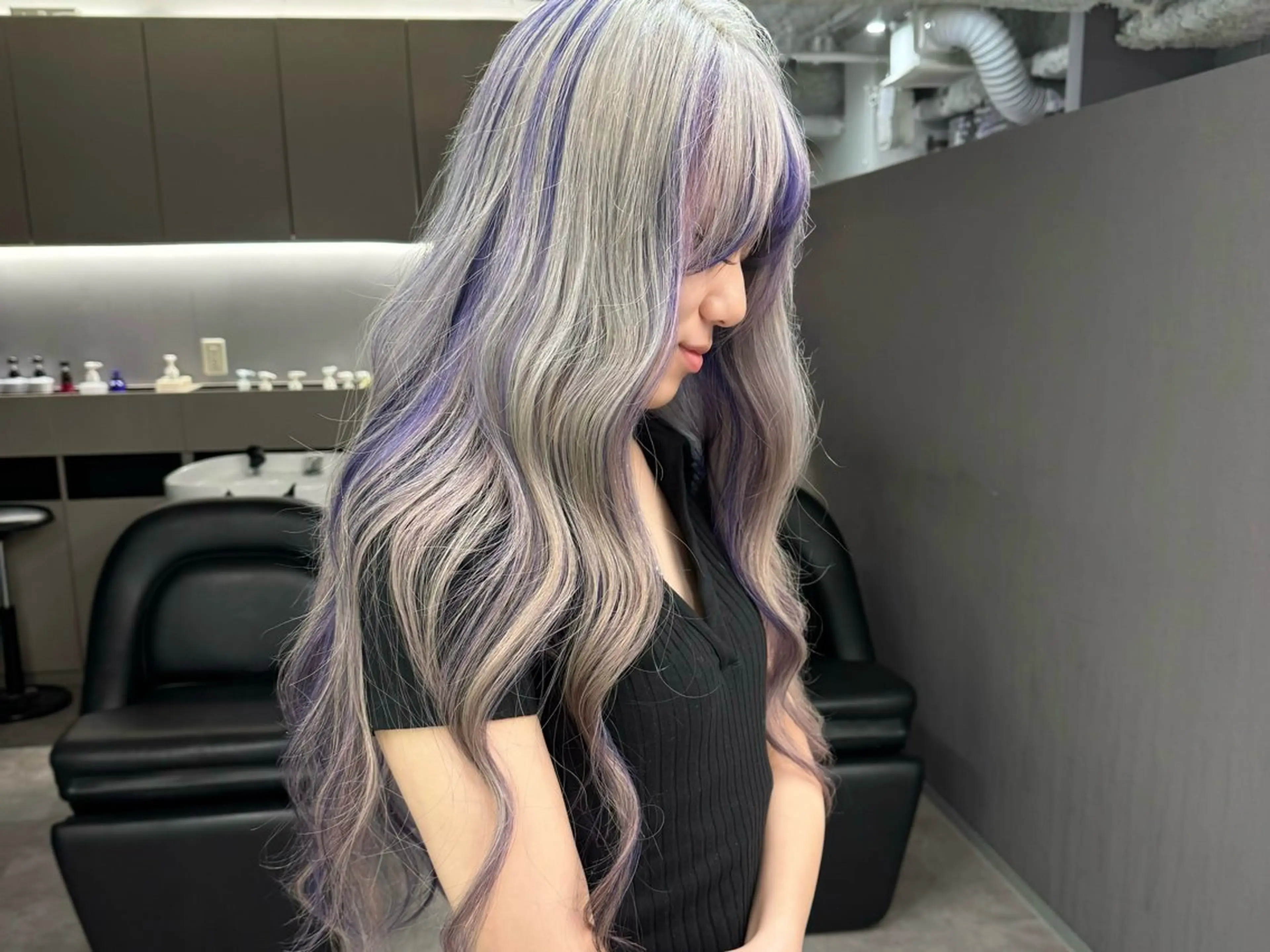 ロング カラー パープルカラー シルバー ヘアカラー ハイトーン/名古屋 Hinakiのヘアスタイル