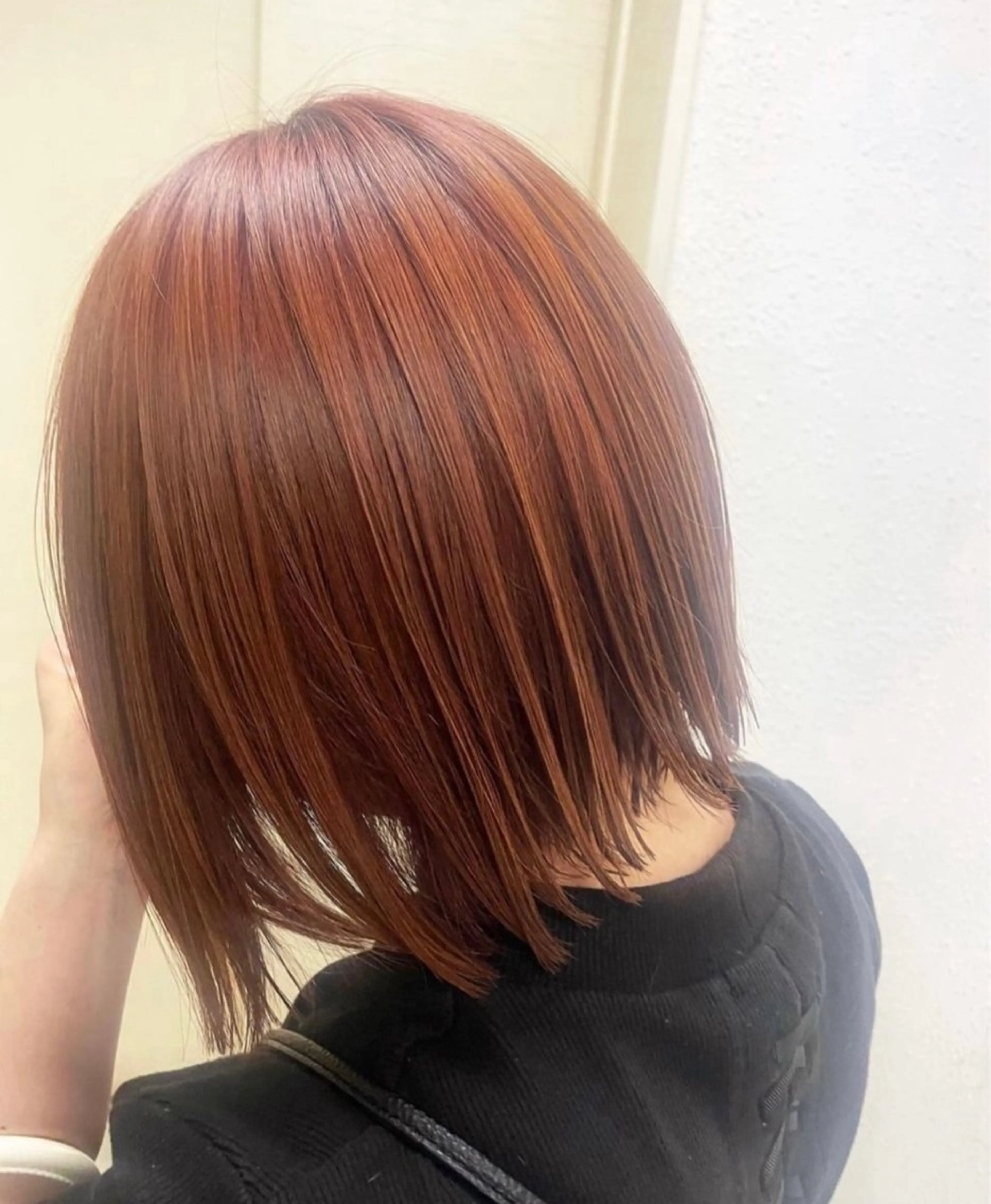 ミディアム カラー ブリーチ オレンジ ピンクカラー RINA ブリーチ / 海外レイヤーのヘアスタイル