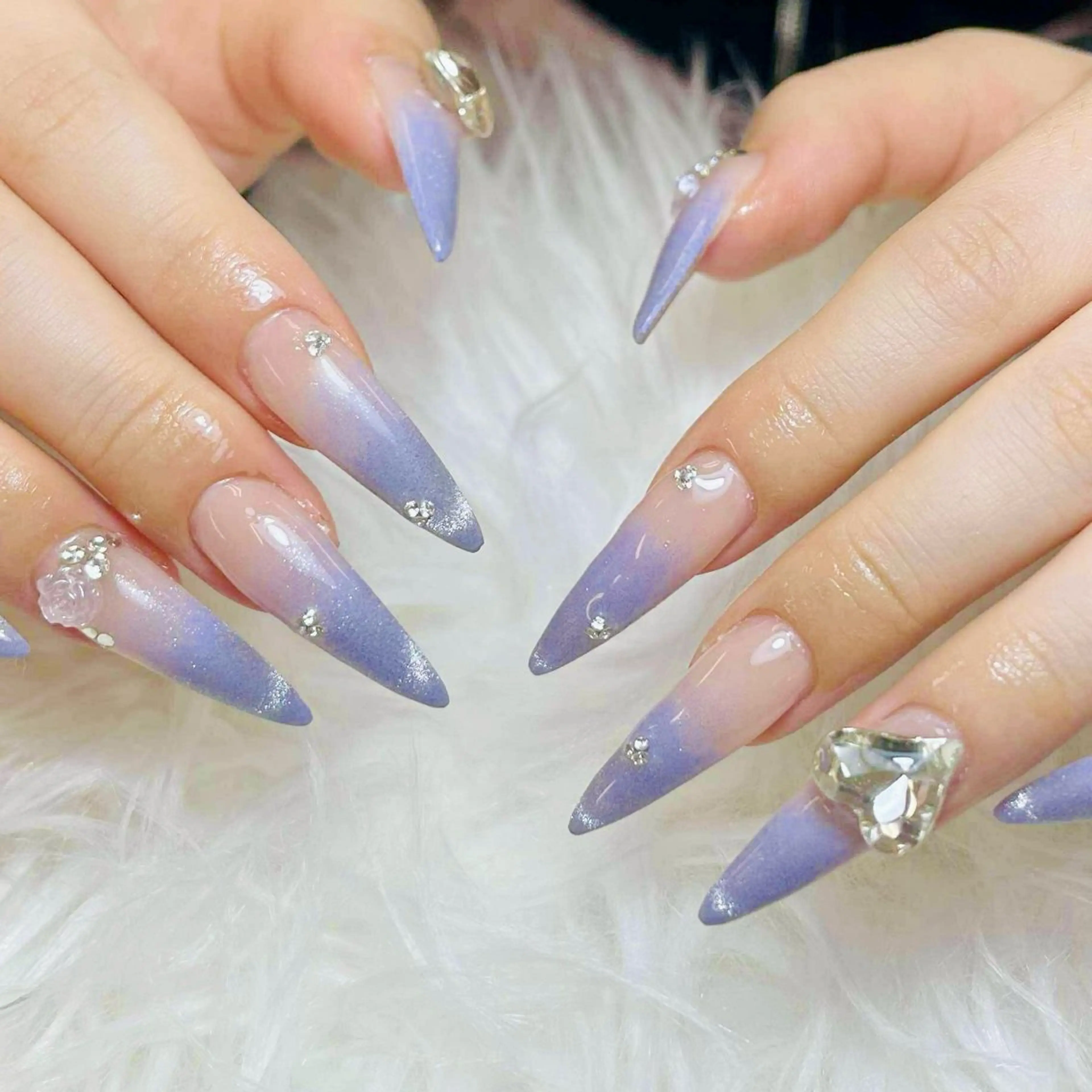 ネイル チークネイル 長さ出し フラッシュネイル フレンチネイル グラデーション ハンドネイル AN NAIL SALONのネイルデザイン