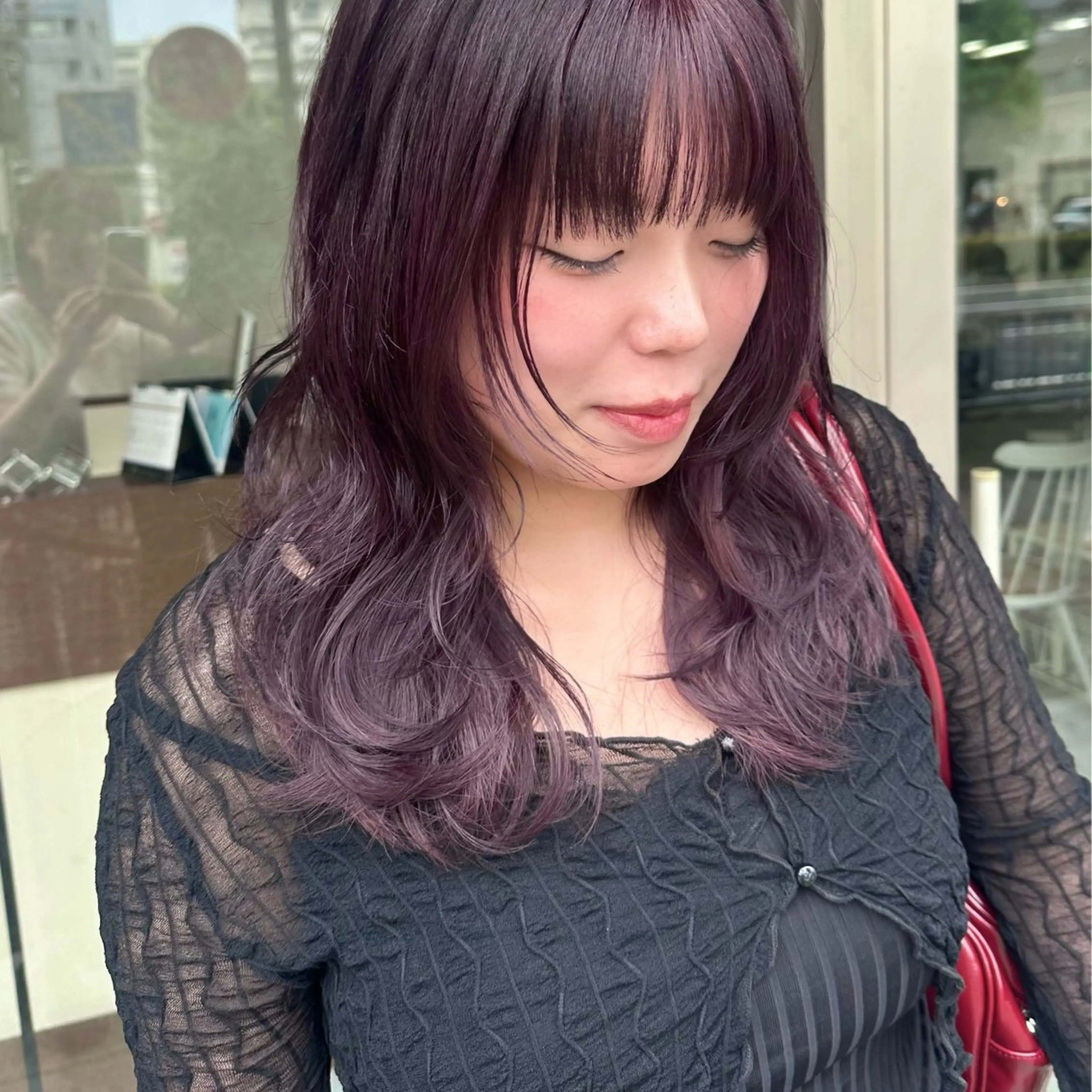 セミロング カラー ダブルカラー ラベンダーカラー ピンクカラー ピンクラベンダー レイヤー/高橋 みく /池下/千種のヘアスタイル