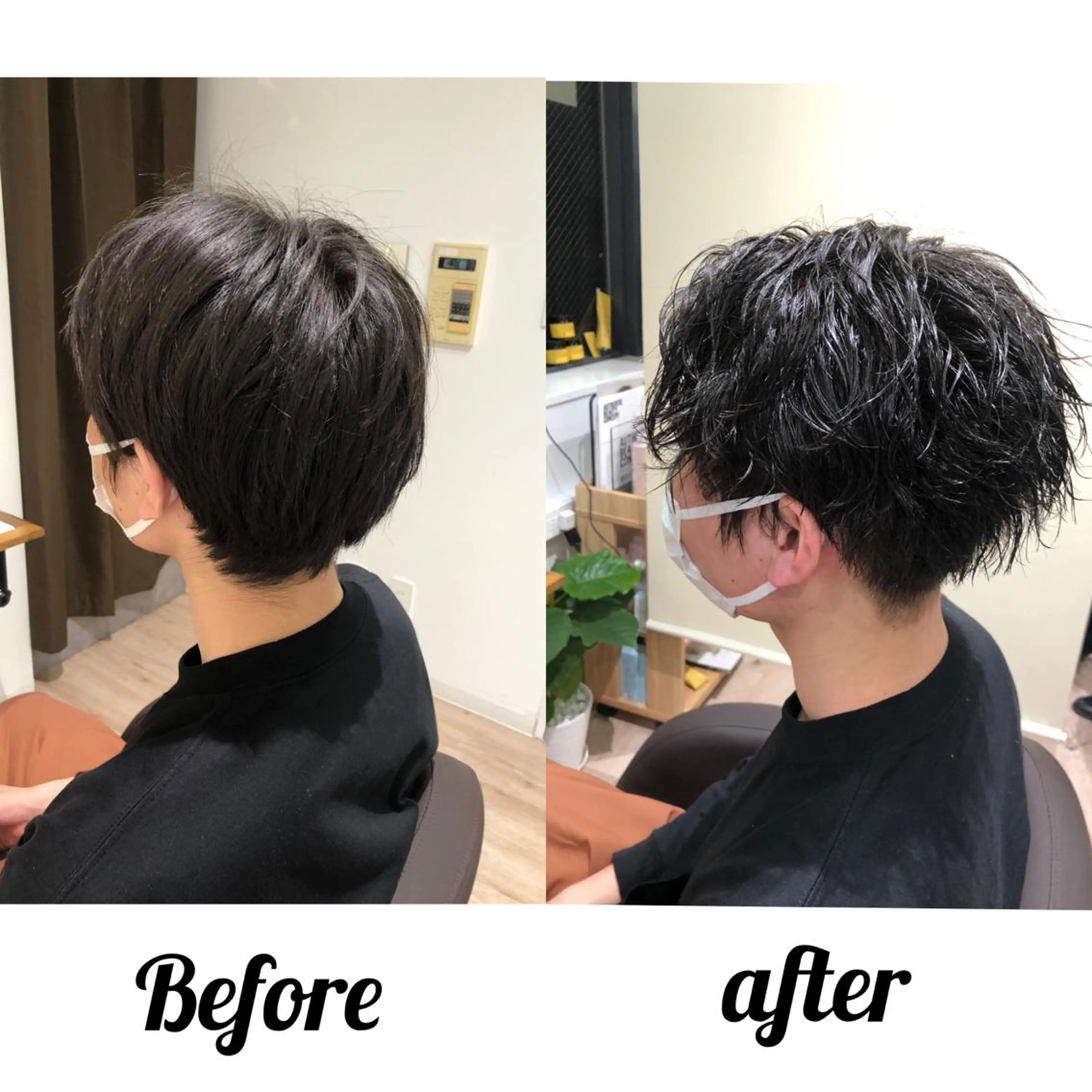 ショート カラー パーマ メンズ 関西センターパート メンズモデル募集のヘアスタイル