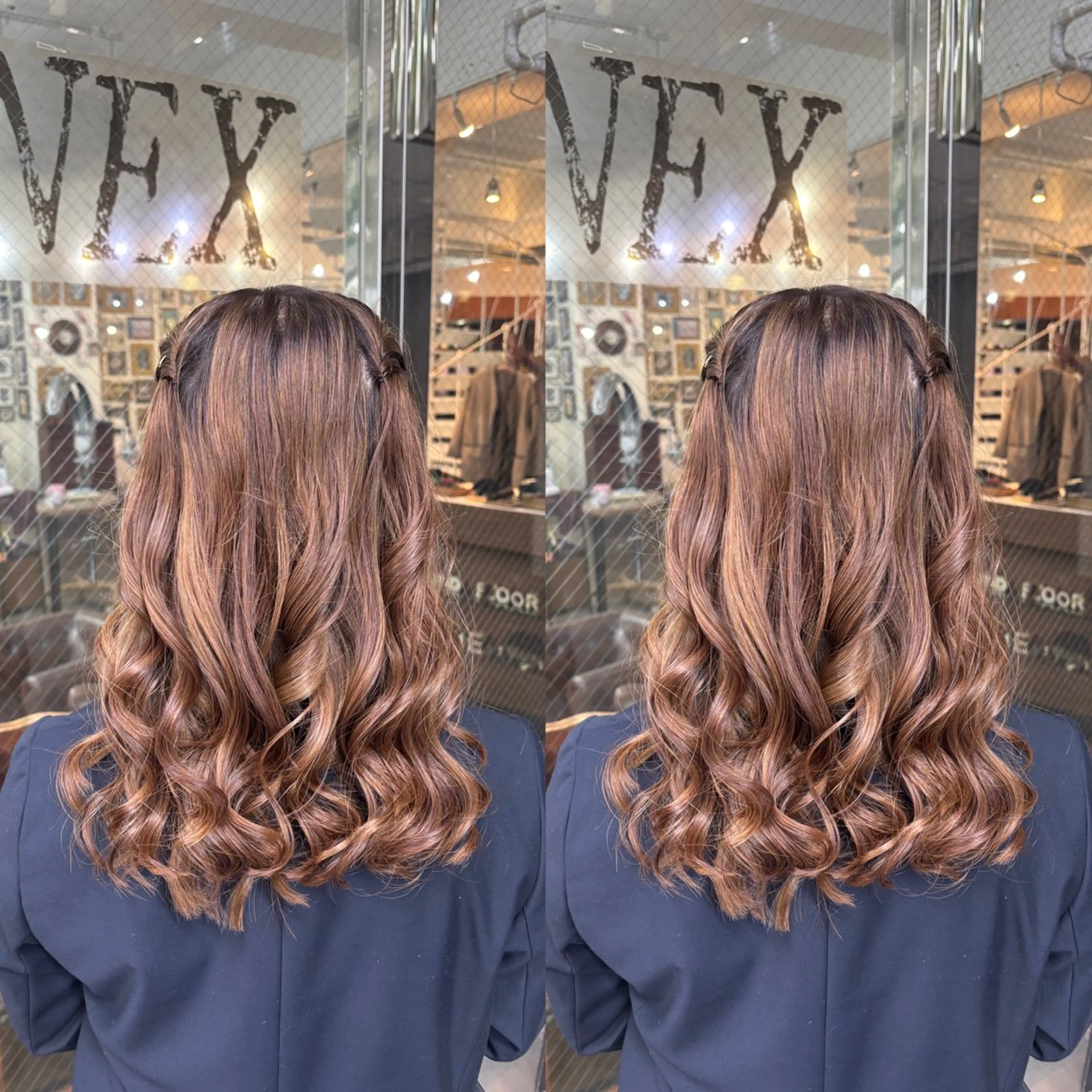 セミロング ヘアアレンジ ヘアセット 💎ハイトーン/艶 カラー モエカ💎のヘアスタイル