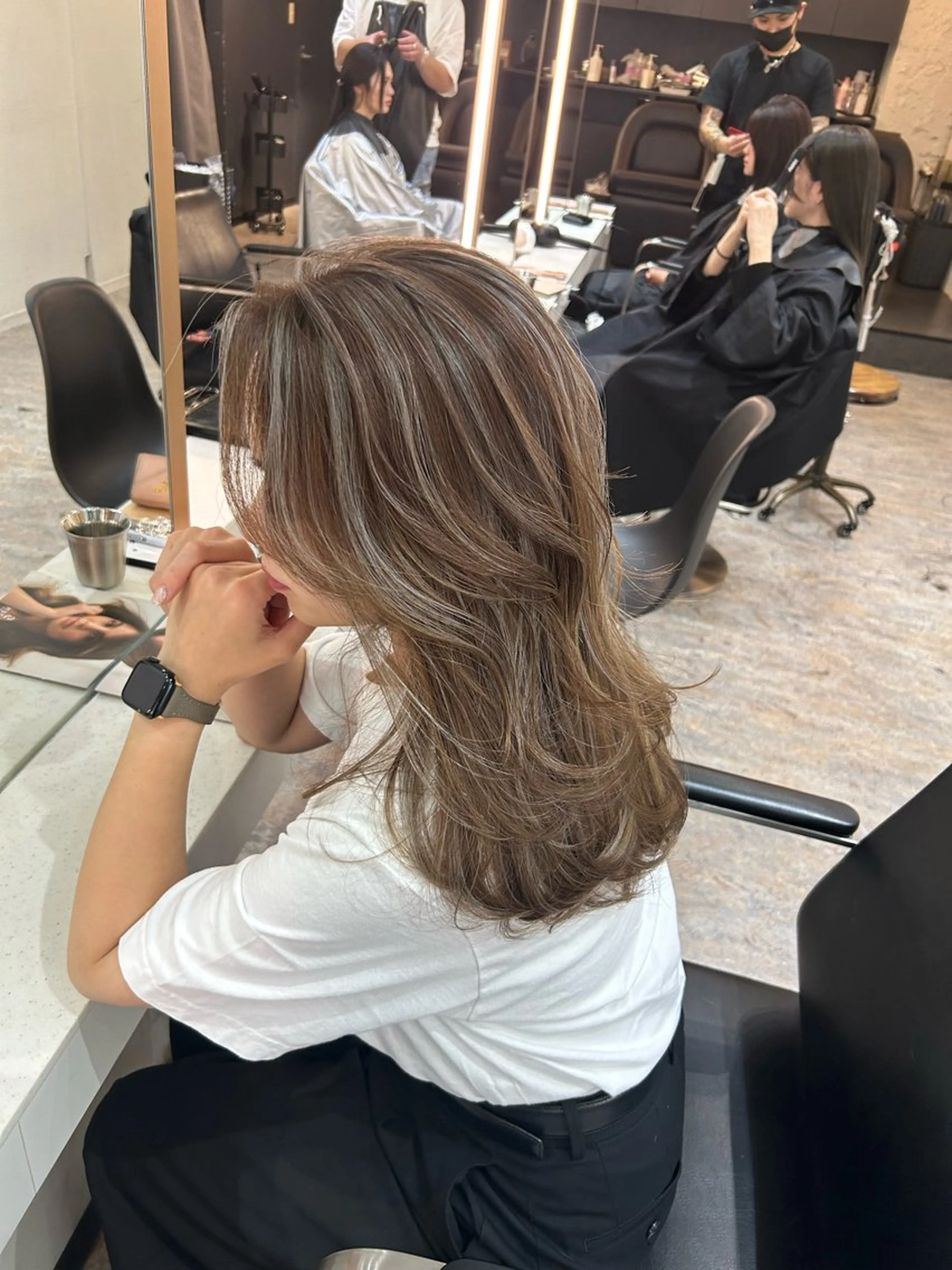 セミロング カラー ヘアカラー トリートメント レイヤーカット BLend 渋谷のヘアスタイル