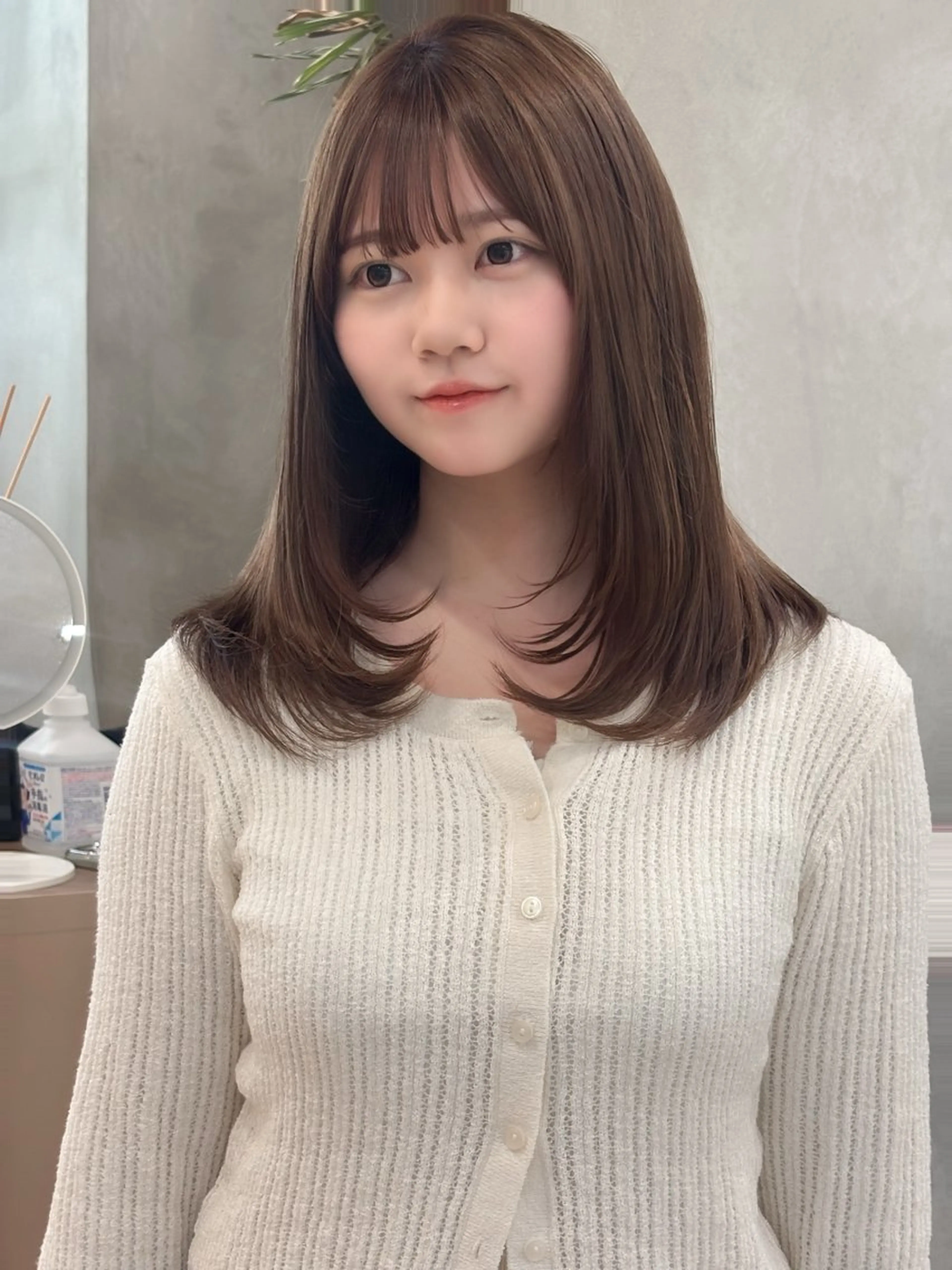 ミディアム カラー カット ヘアカラー レイヤー/韓国縮毛 矯正/nanokaのヘアスタイル