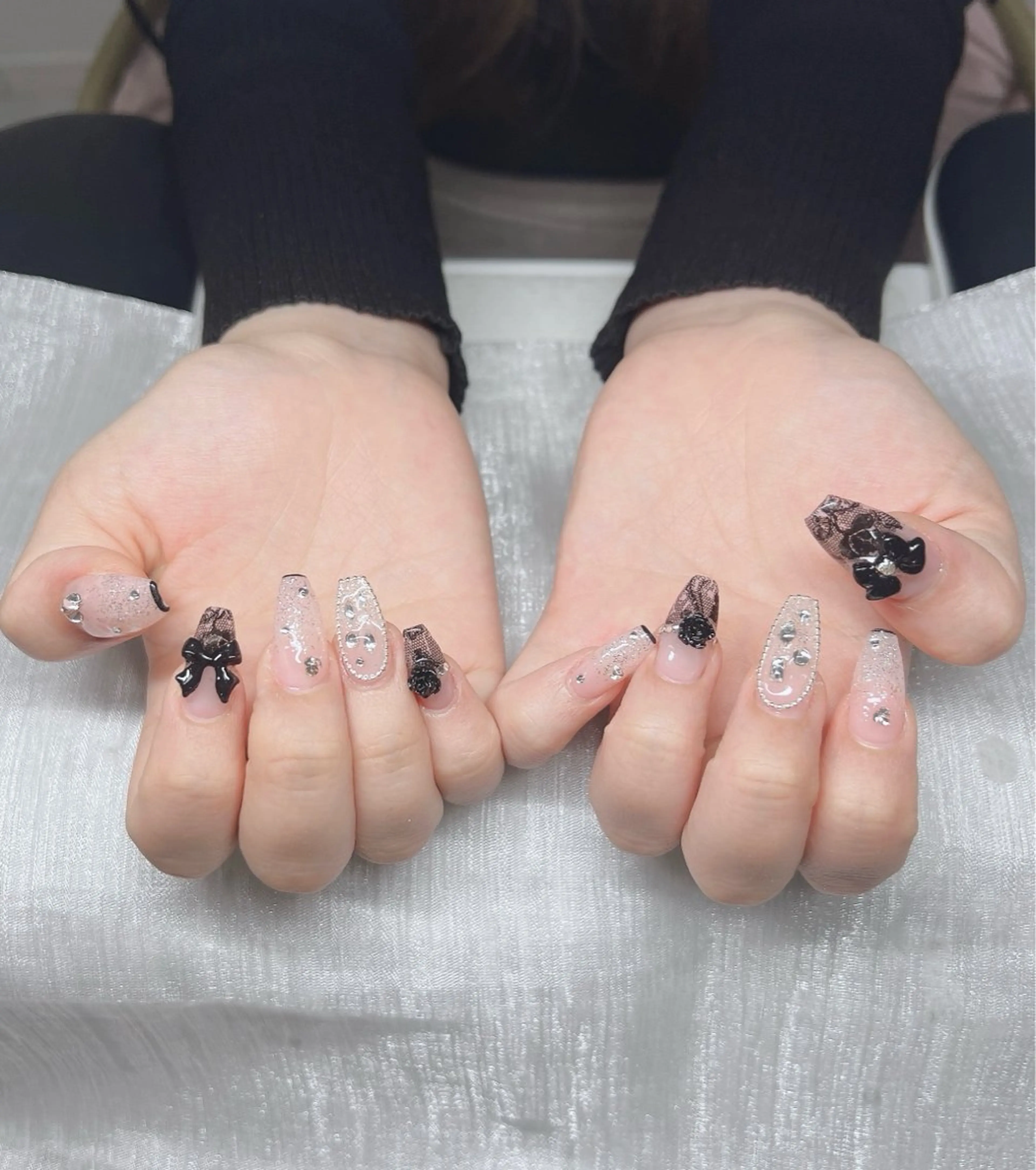 ネイル 長さ出し グラデーション キラキラネイル マグネットネイル ニュアンスネイル ハンドネイル Lee Nails チップ長さだし専門店のネイルデザイン