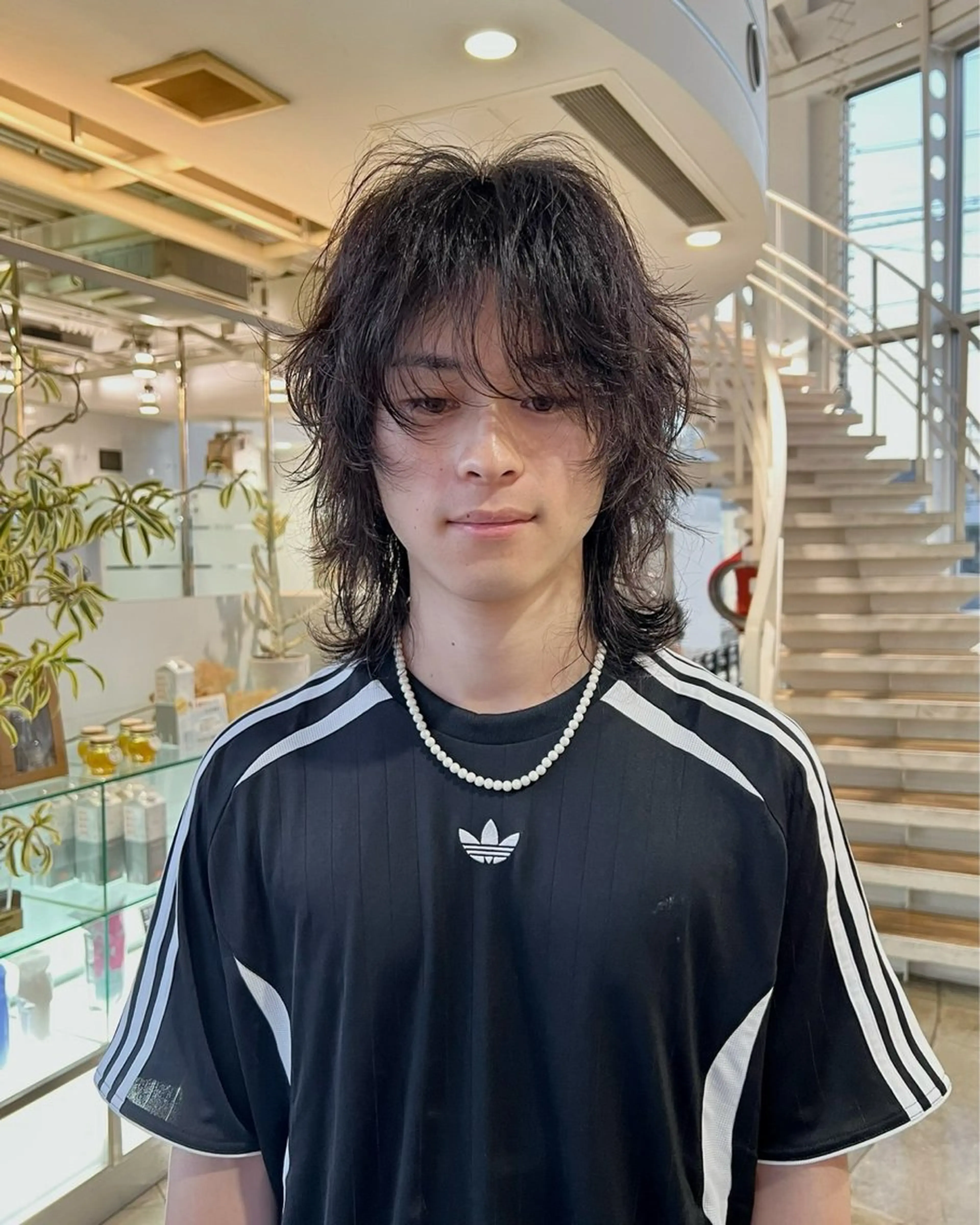 ミディアム パーマ メンズ カットカラーパーマ モデル大募集大坂龍平のヘアスタイル