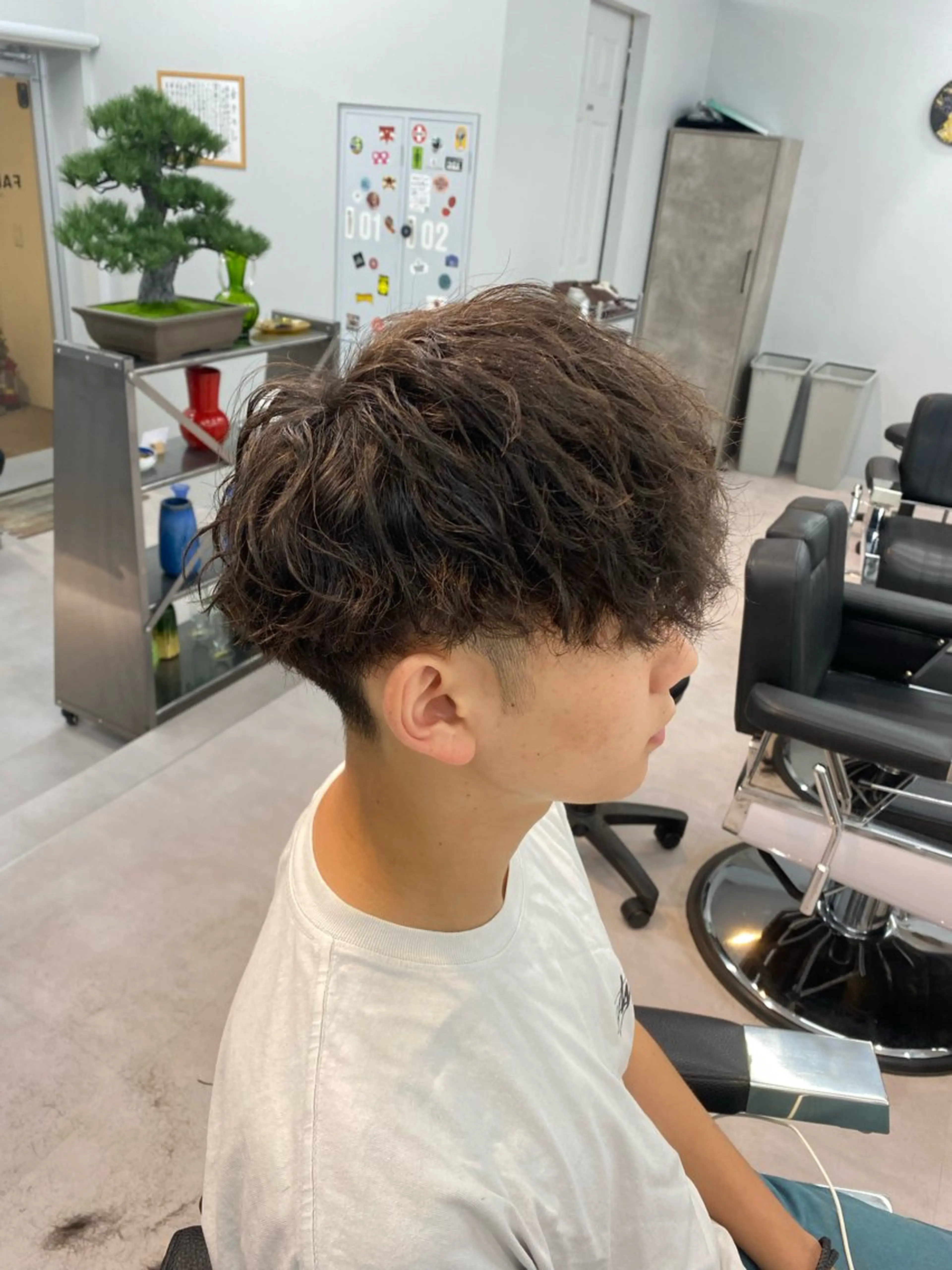 ショート パーマ ヘアアレンジ メンズ フェードモデル限定 🔥高円寺Maiのヘアスタイル