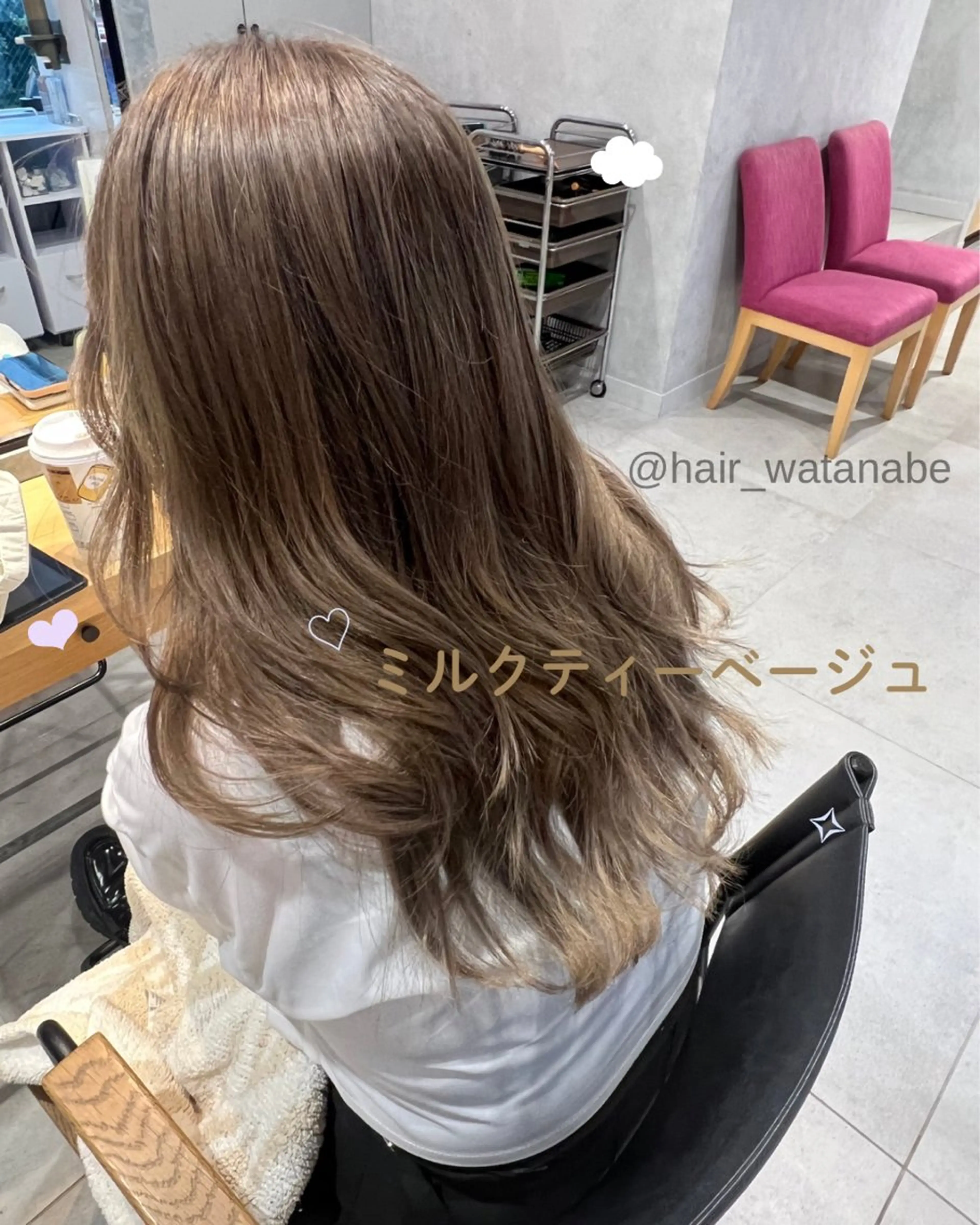 セミロング カラー ベージュカラー ブリーチ 韓国風ヘア ヘアカラー トリートメント 韓国hair ·͜· watanabeのヘアスタイル