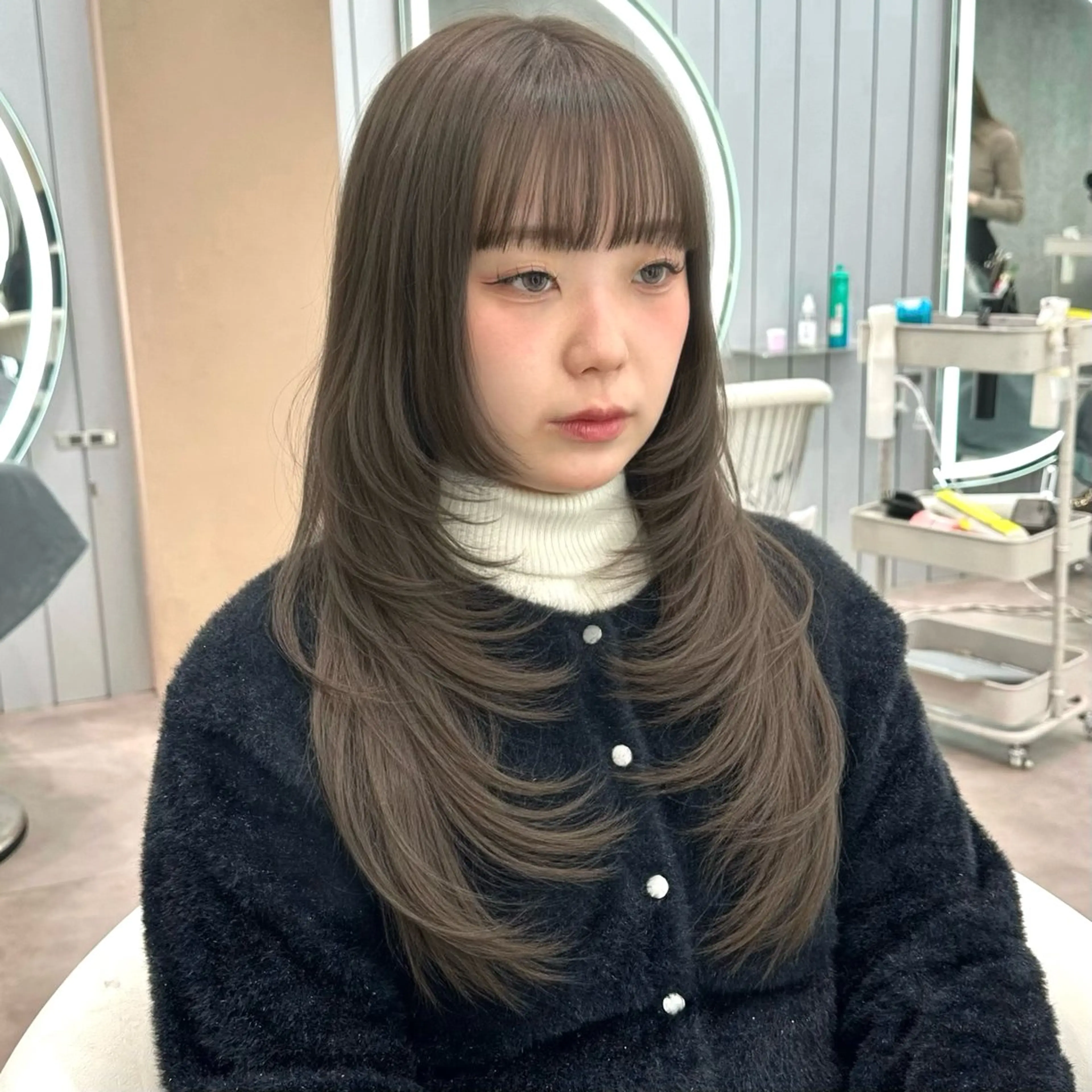 セミロング カラー ヘアアレンジ カット ヘアカラー トリートメント ブリーチなしW🎀 髪質改善／はのんのヘアスタイル