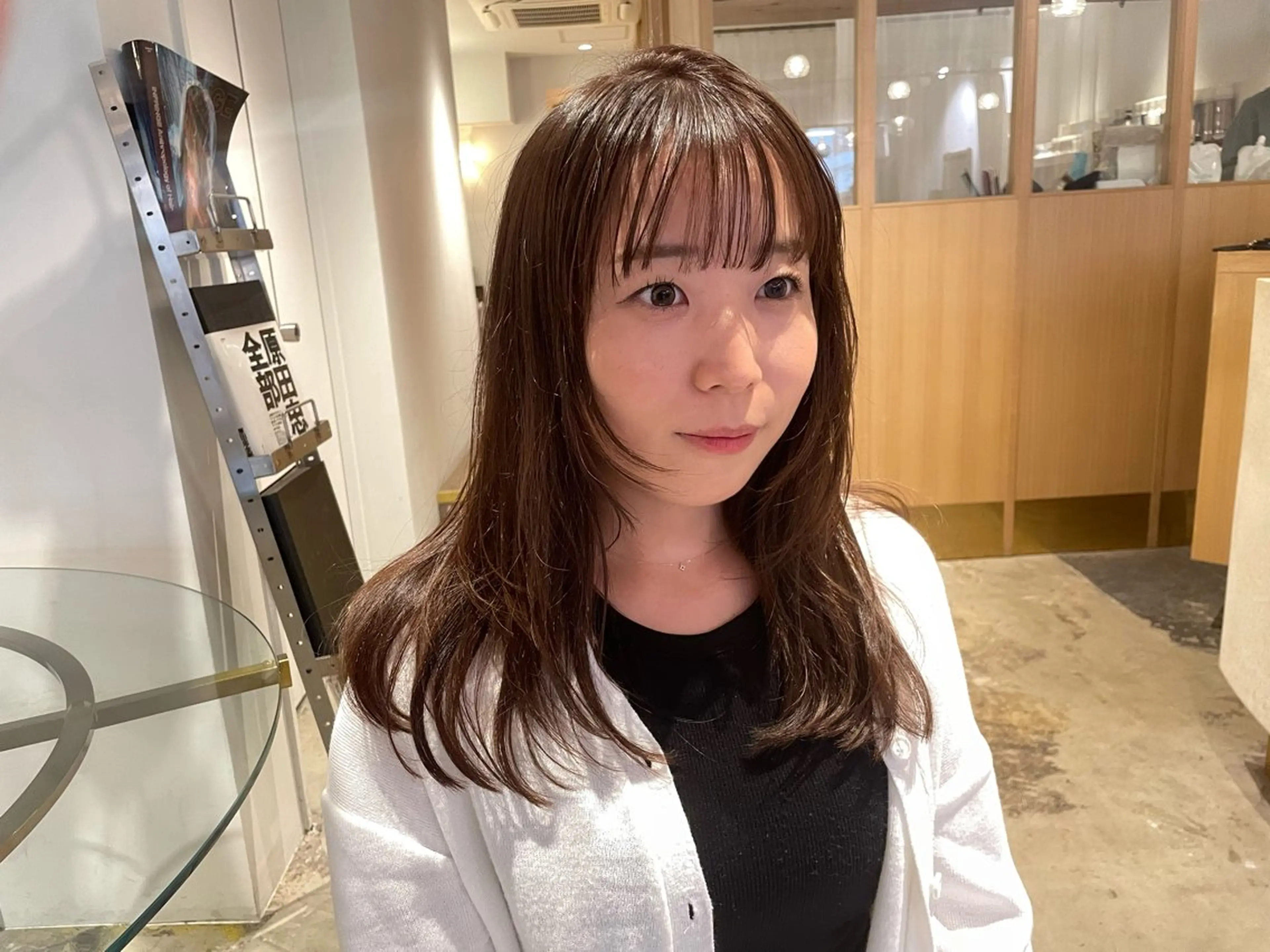 セミロング カラー 透明感カラー ダブルカラー ハイトーンカラー ボブ 顔まわりレイヤー 柔らかレイヤー× 透け感カラー/SUのヘアスタイル